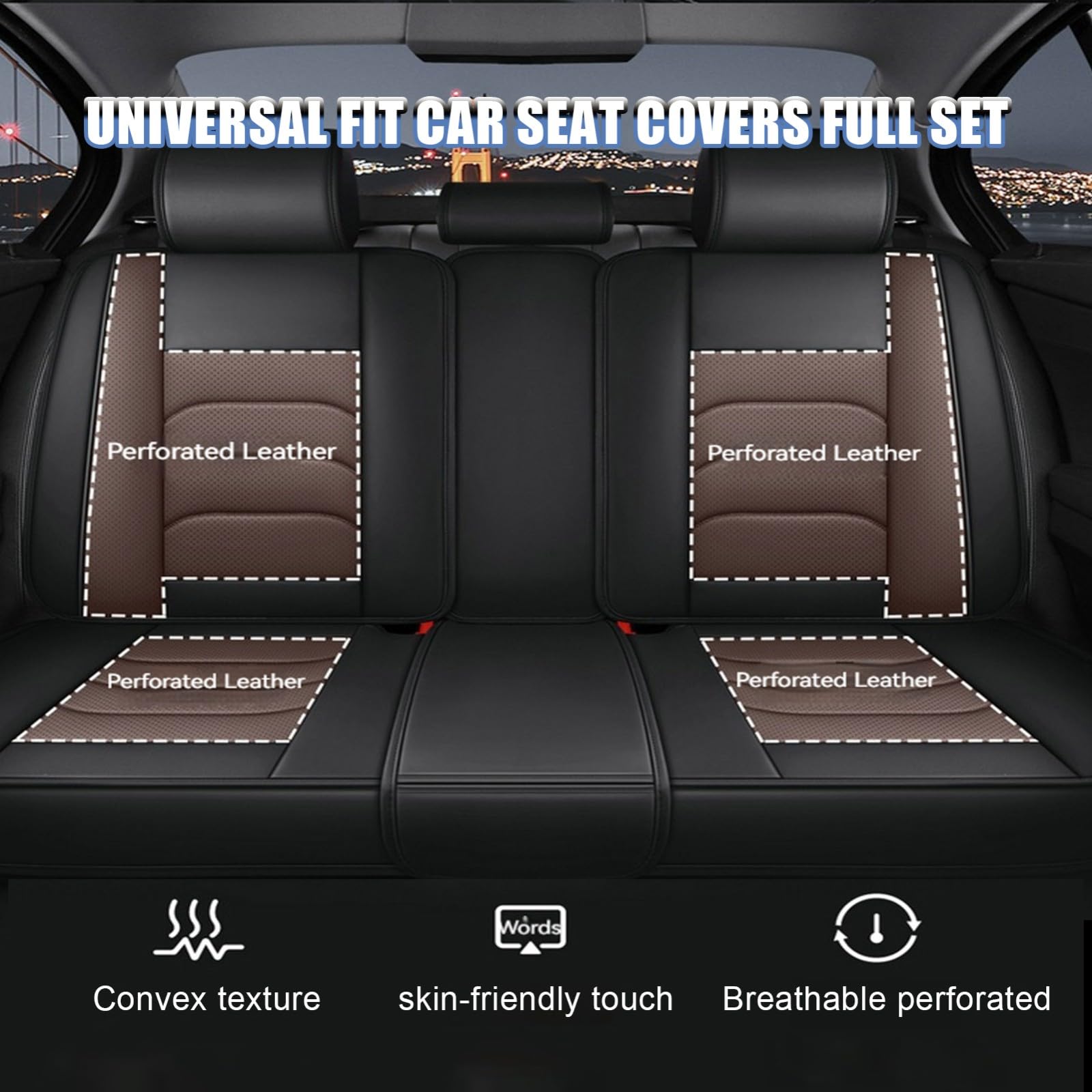 FIENZA Coprisedili per Auto per Peugeot 408, Antiscivolo Auto Set Completo di Coprisedili Traspirante 5 Posti Sedere Protezioni Sedili, Impermeabile Pelle Sedere Protezion(Gray)