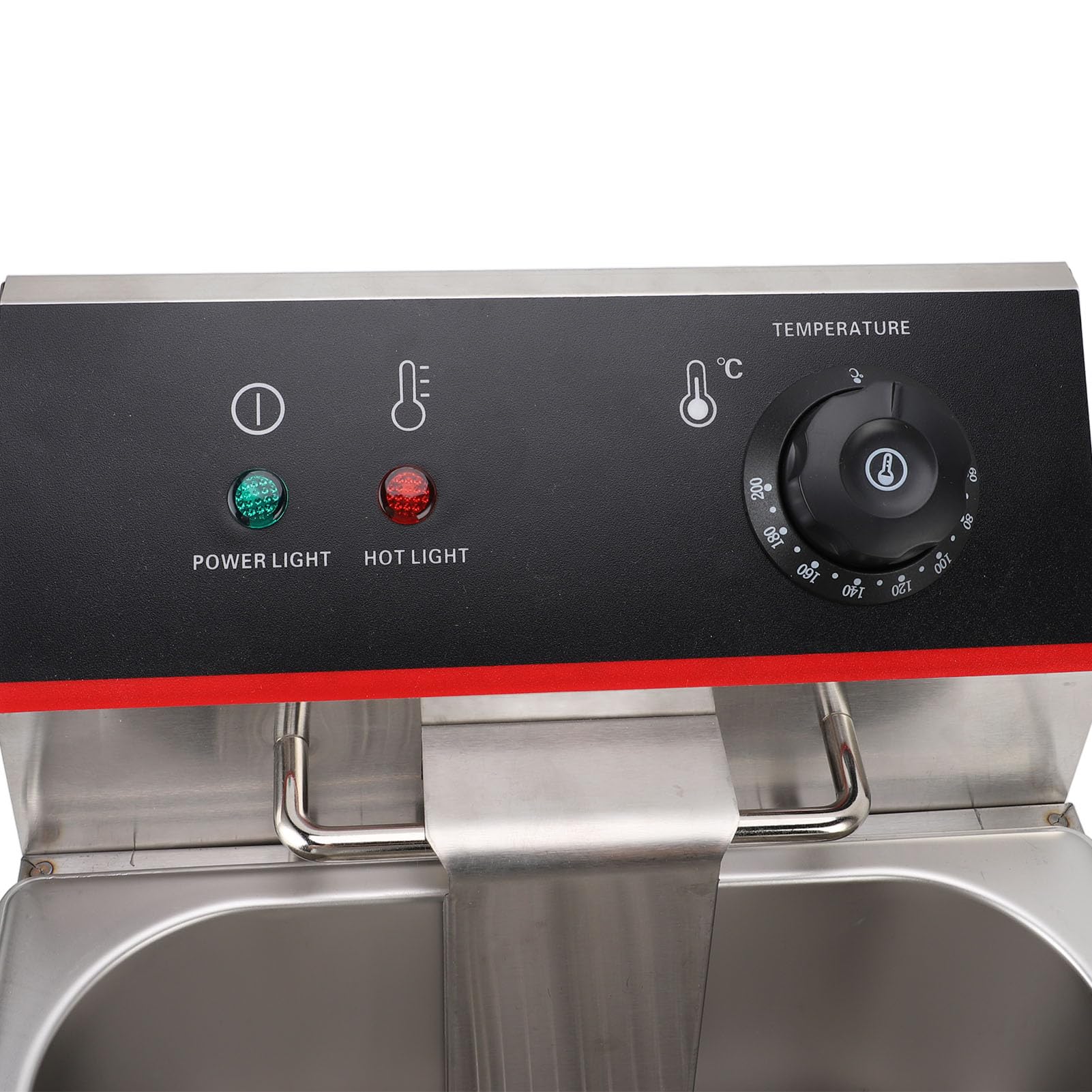 Fdit Freidora Eléctrica 3000W 6L, Aleación de Aluminio con Limitador de Temperatura y Apagado Automático para Cocina de Restaurante y Hogar (Enchufe europeo 220V)