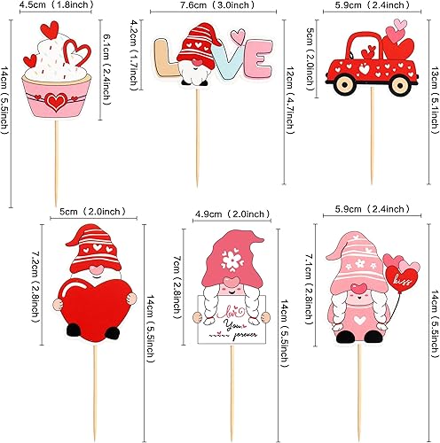 Miniatura 6 de 24 adornos para cupcakes para el día de San Valentín, decoración de pastel de corazón para amor, boda, compromiso, fiesta, día de San Valentín,