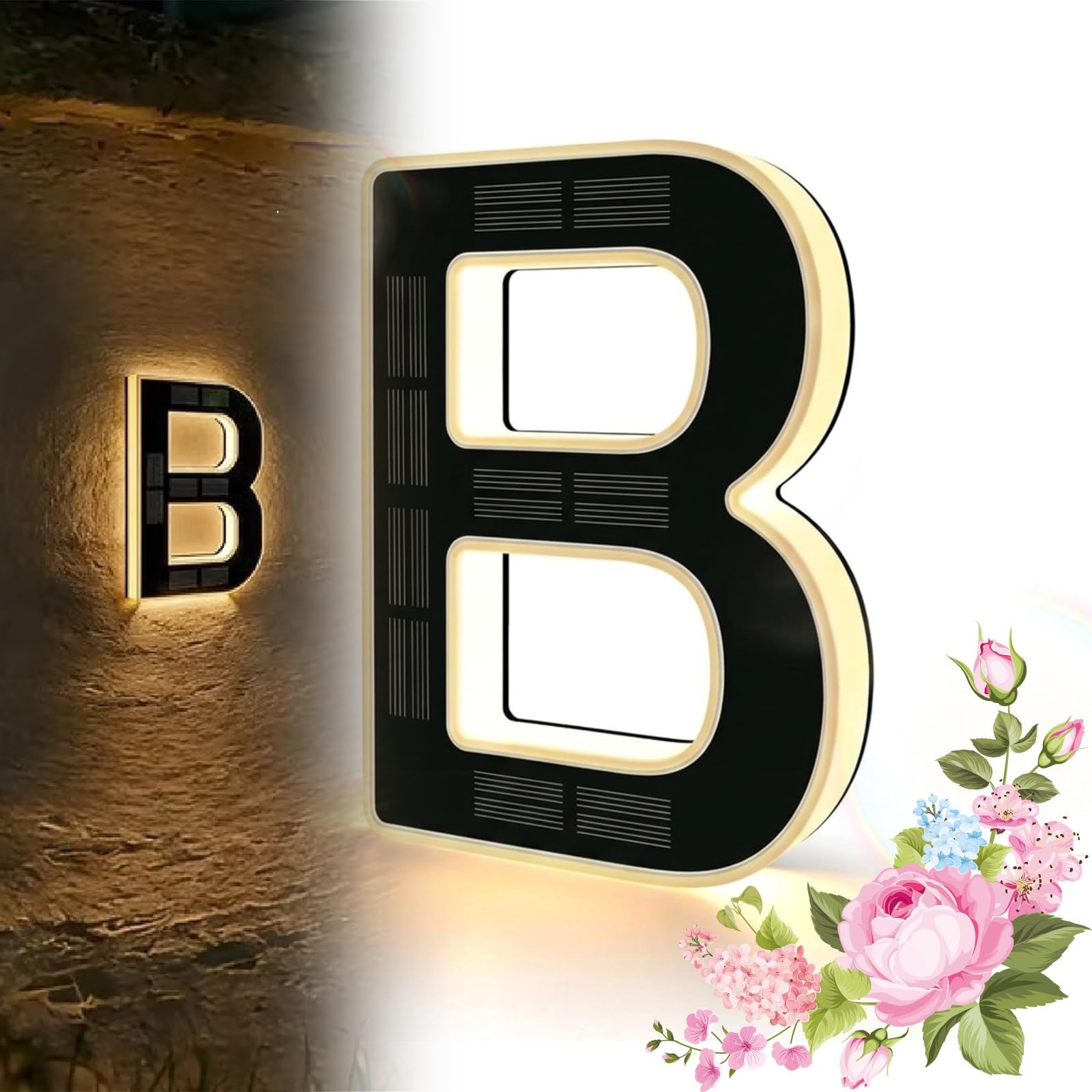 Solar Lighted House Numbers for Outside, 9 Inch Solar Lighted House Numbers for Outside, Large Personalized Illuminated Exterior Modern House Numbers Light (4.7inch,B) โ image 1
