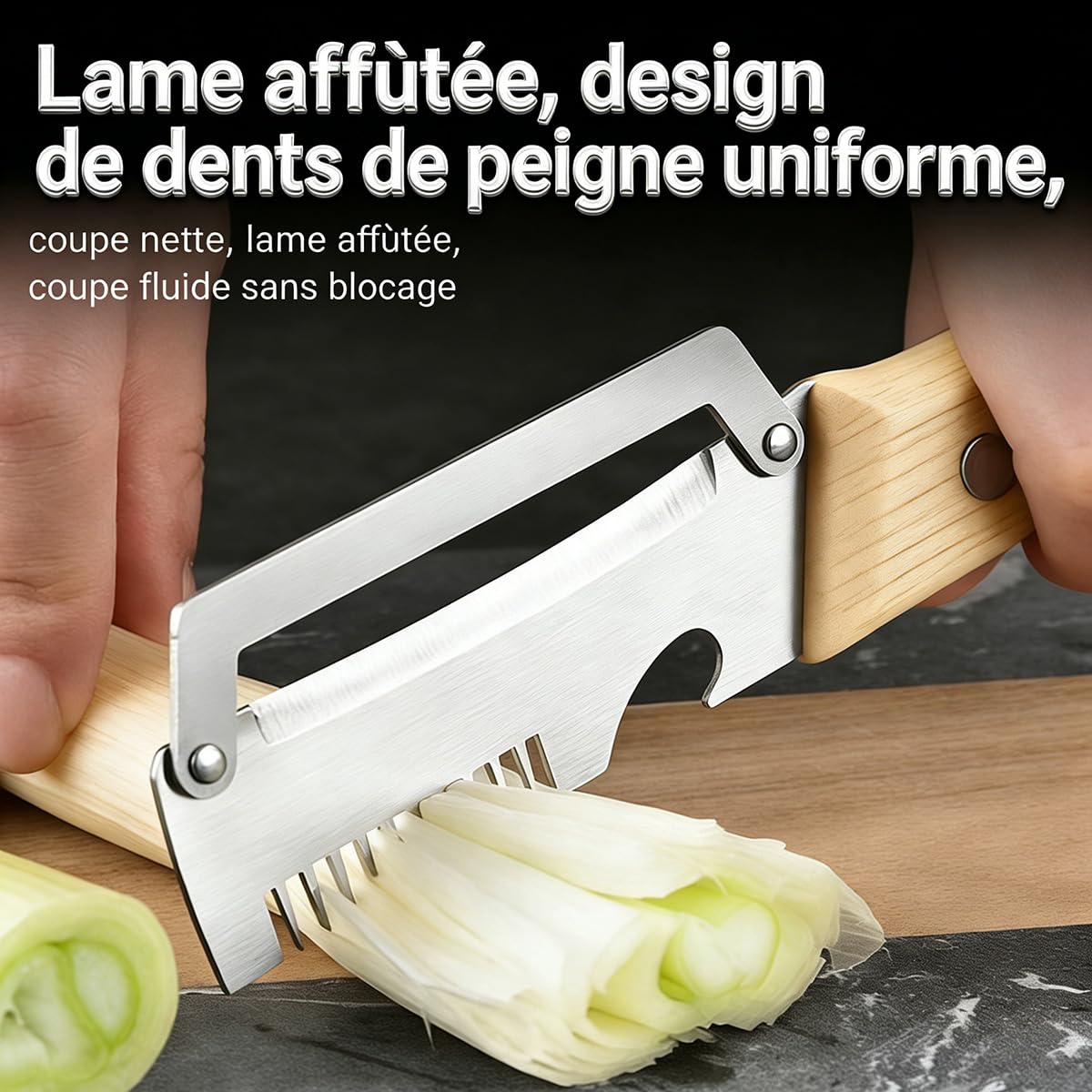 Eplucheur Légumes Multifonction 5-en-1 en Acier Inoxydable - Éplucheur Multifonction avec Lame Tranchante, Manche en Bois Ergonomique, Décapsuleur, Écailleur à Poisson et Coupe-Oignon (2) - 2