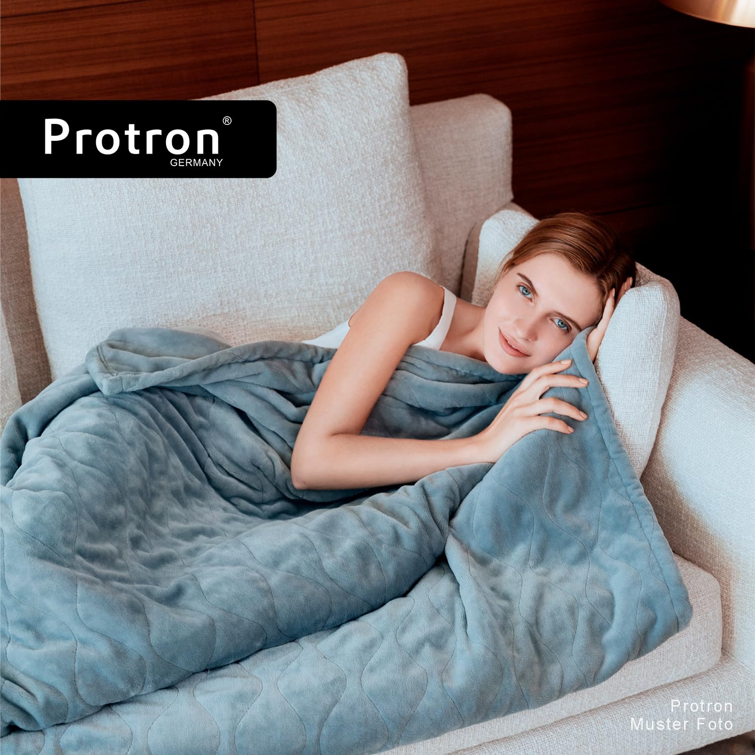 Protron Elektrische Wärmedecke Wärmebett Kuscheldecke mit Abschaltautomatik, 9 Heizstufen, LED Überhitzungsschutz, Timer bis 9Std, waschbar (Flannel, Anthrazit, 200 x 180 cm)