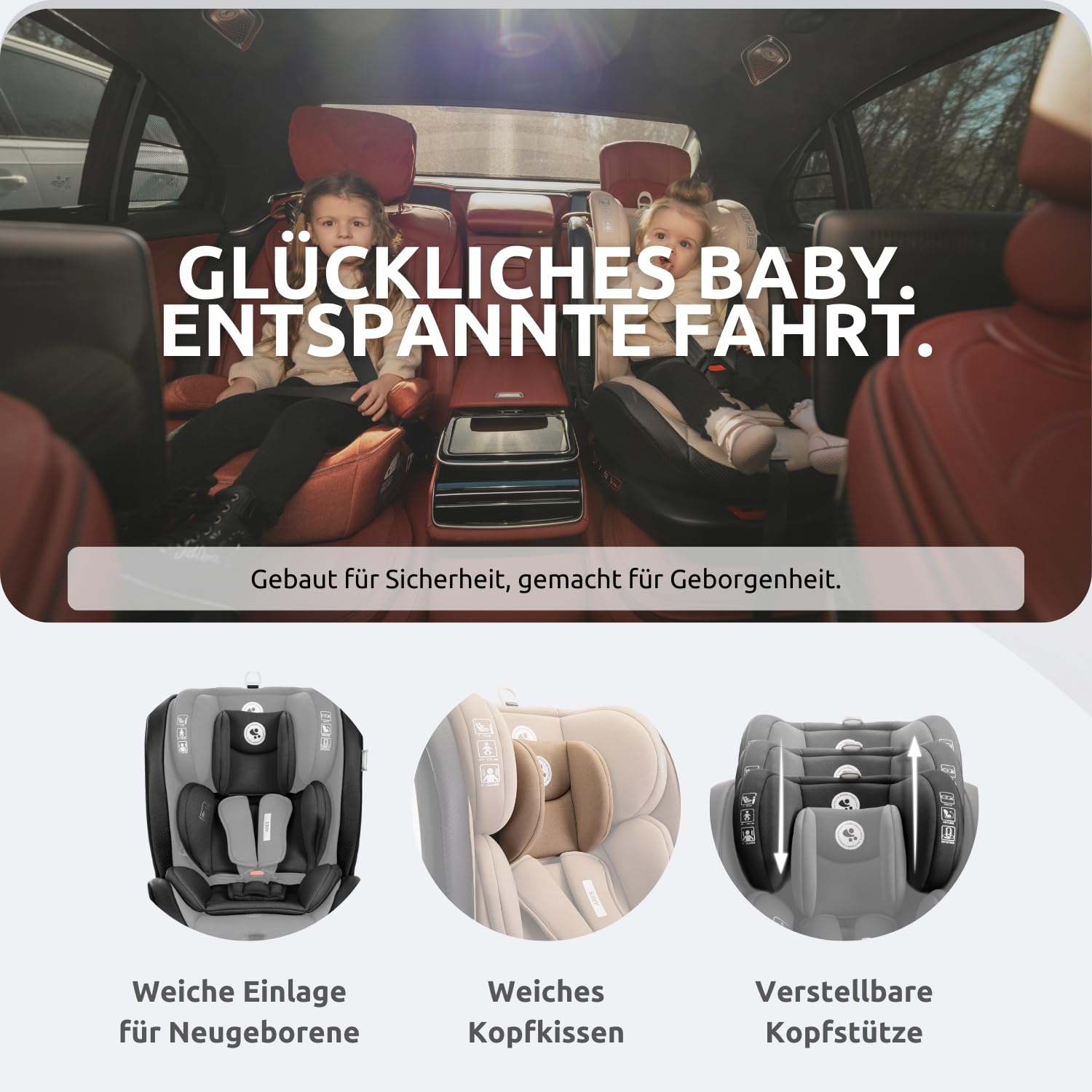 Lorelli Samochodowy fotelik dziecięcy Ares z Isofix, obracany o 360 stopni, (0-36 kg), rosnący wraz z dzieckiem i-Size 40-150 cm – grupa 0+/1/2/3, fotelik dziecięcy od urodzenia, 5-punktowy pasek,