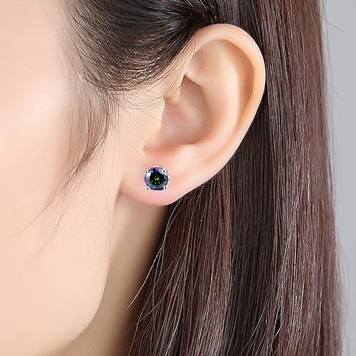 Miniatura 4 de Aretes de moissanita, 2 quilates, color D, claridad VVS1, solitario de corte redondo, aretes de plata de ley S925 para mujer y hombre, aretes de