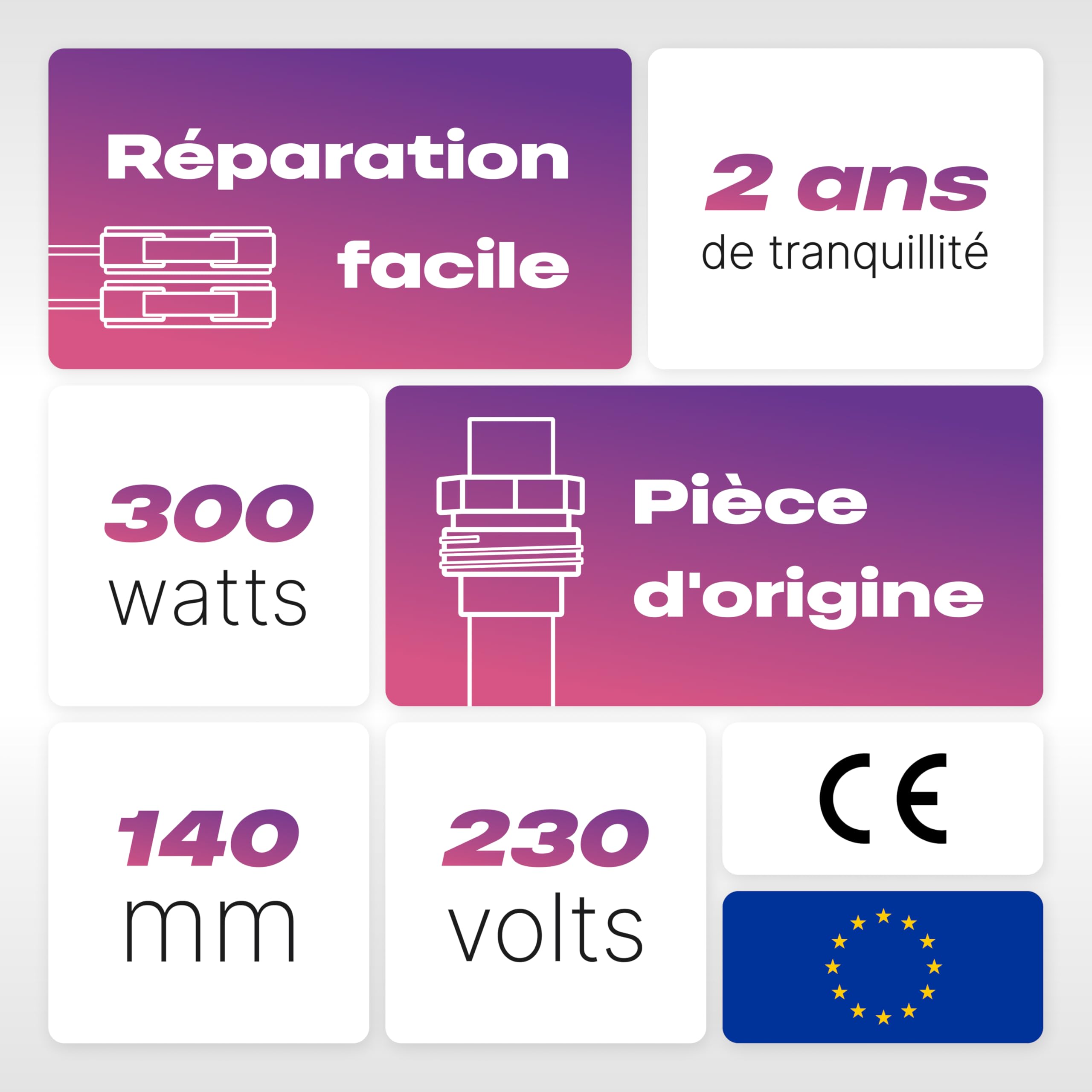 Bougie de poêle à granulés 300W - 140mm - diamètre 9,9mm