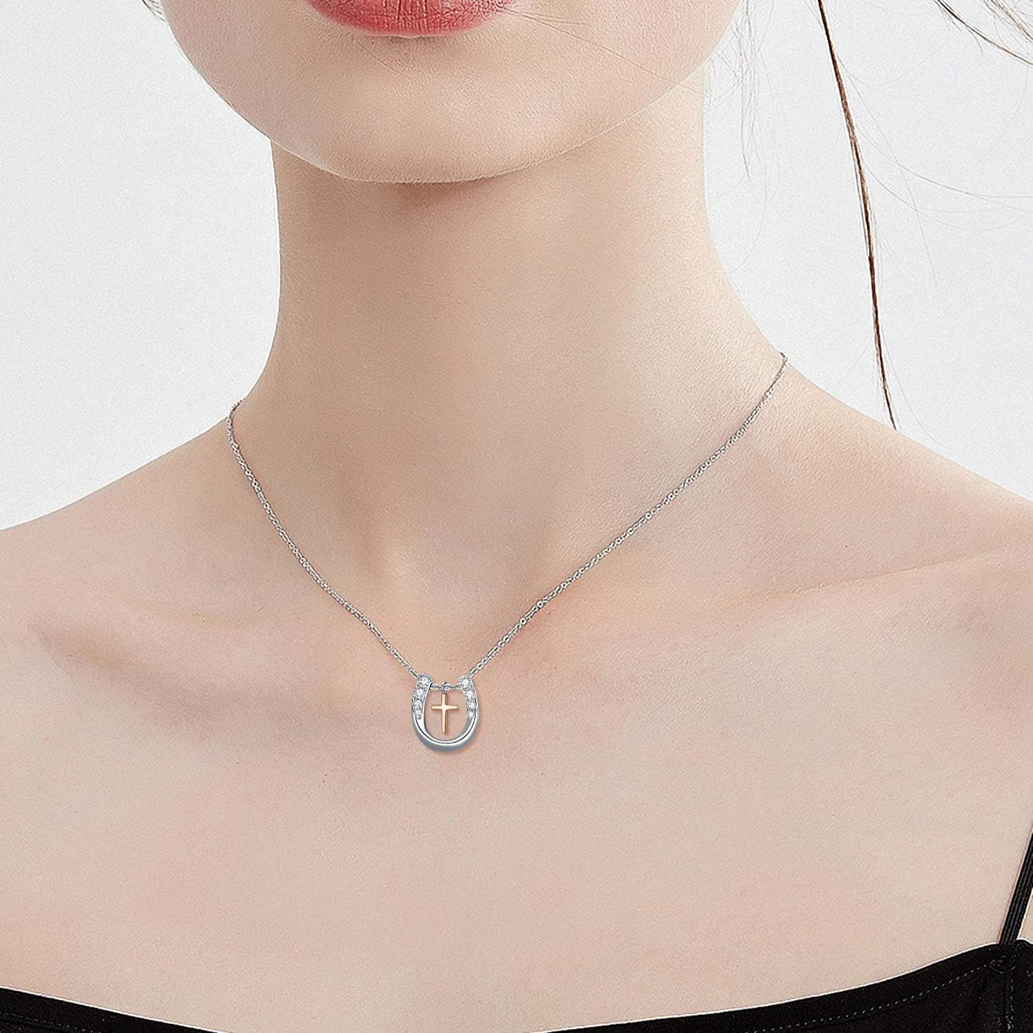 MEDWISE Horse Pendant Necklace for Women Girls - Silver Lucky Horse in Heart Embrace Necklace - Jewelry Gifts for Cowgirls Equestrian Birthday Mother's Day - Image 5