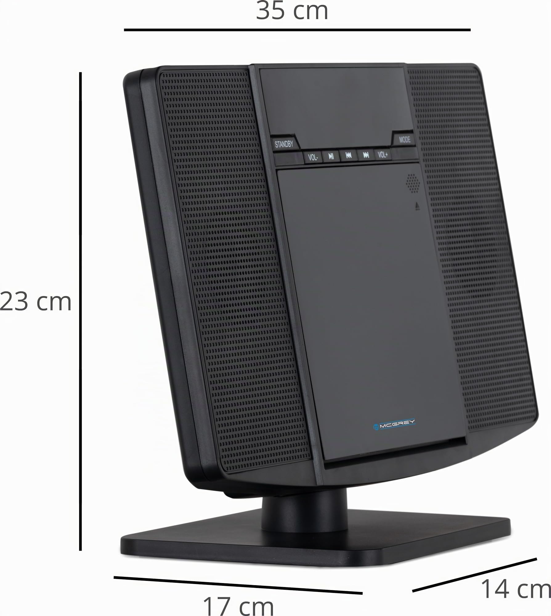 McGrey MCD-60 Système Stéréo Vertical - Hi?FI Compact Gain de Place avec Lecteur CD/MP3, Emplacement USB, Streaming Bluetooth & Radio FM/AM - Entrée AUX, Télécommande, 2X 3 Watt RMS - Noir