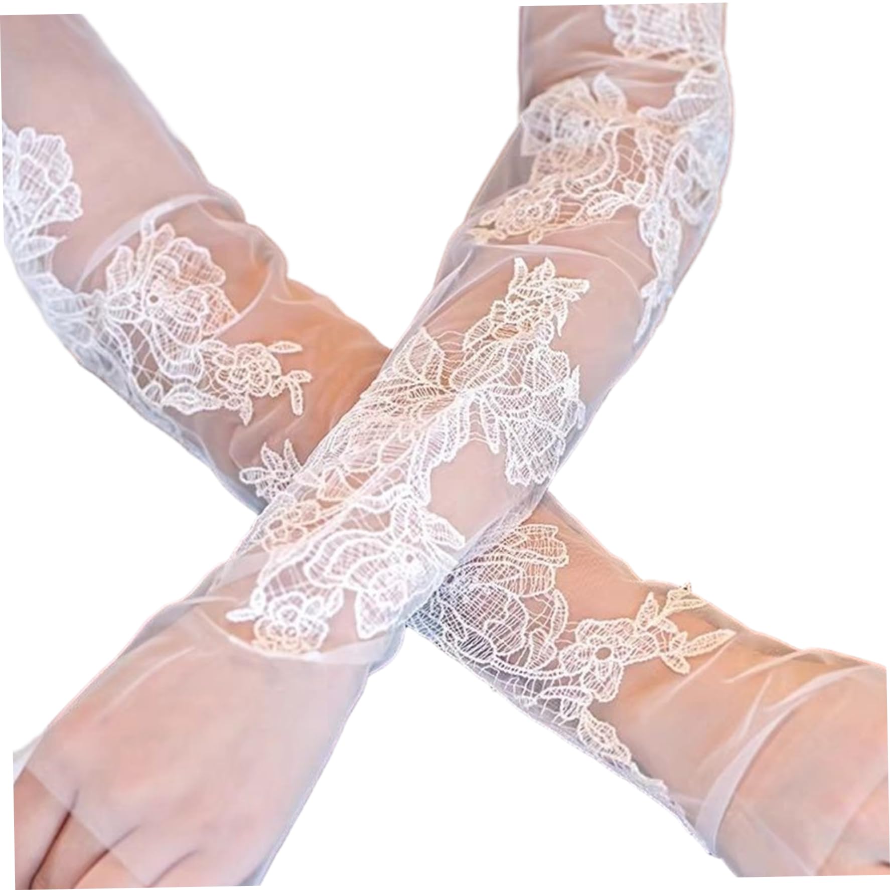 Grsrkep Unisex White Wedding Sleeves - Elegant Lace Sleeves For Wedding Dress, Breathable Bridal Arm Covers With Floral Pattern For Bride, Photoshoot, And Special Occasions