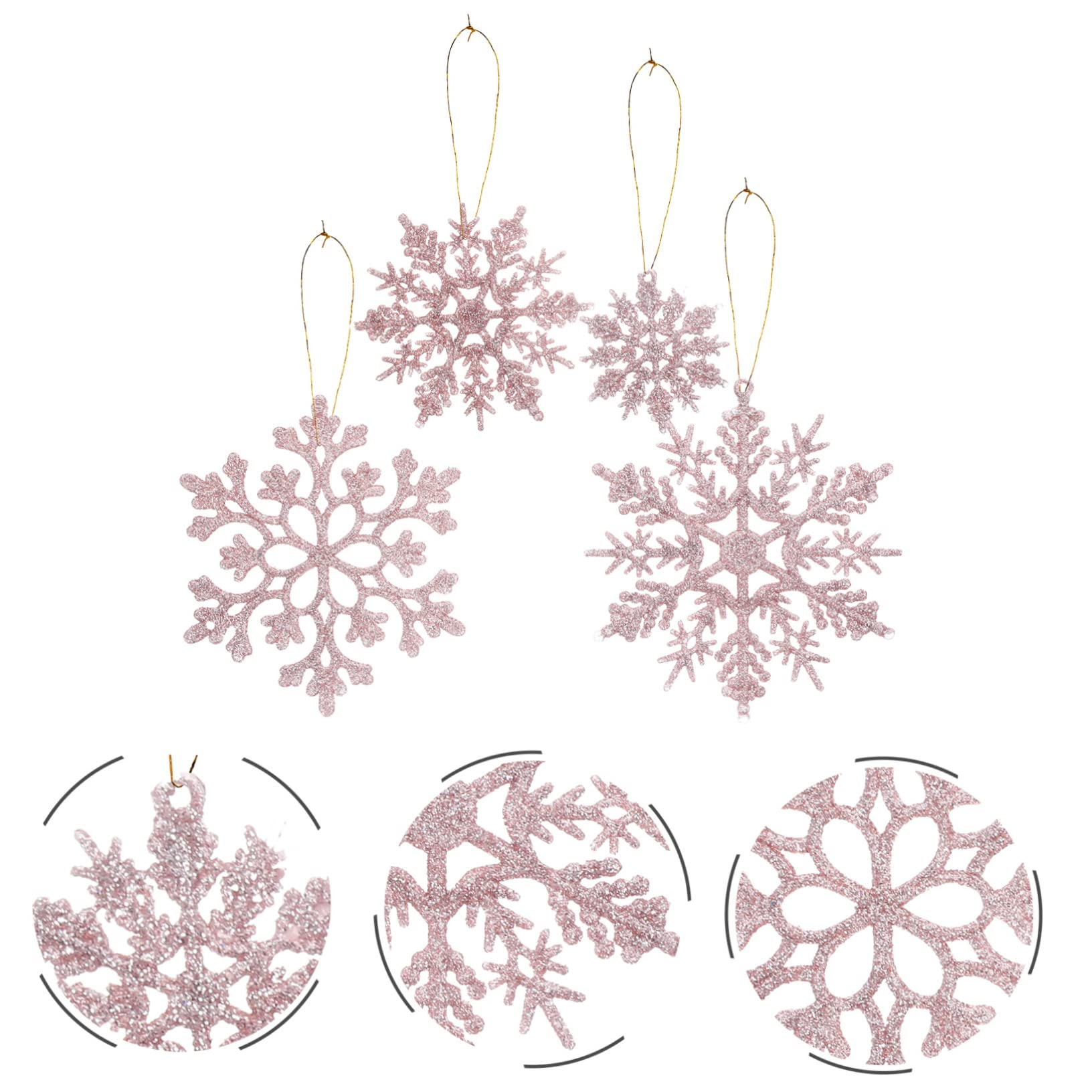 OUNONA 108stücke Weihnachts-Schneeflocken Dekorationen Glitzernde Hängende Ornamente Für Festliche Anlässe Wiederverwendbar Und Doppelseitig Für Weihnachtsbaum Und Winterfeiern