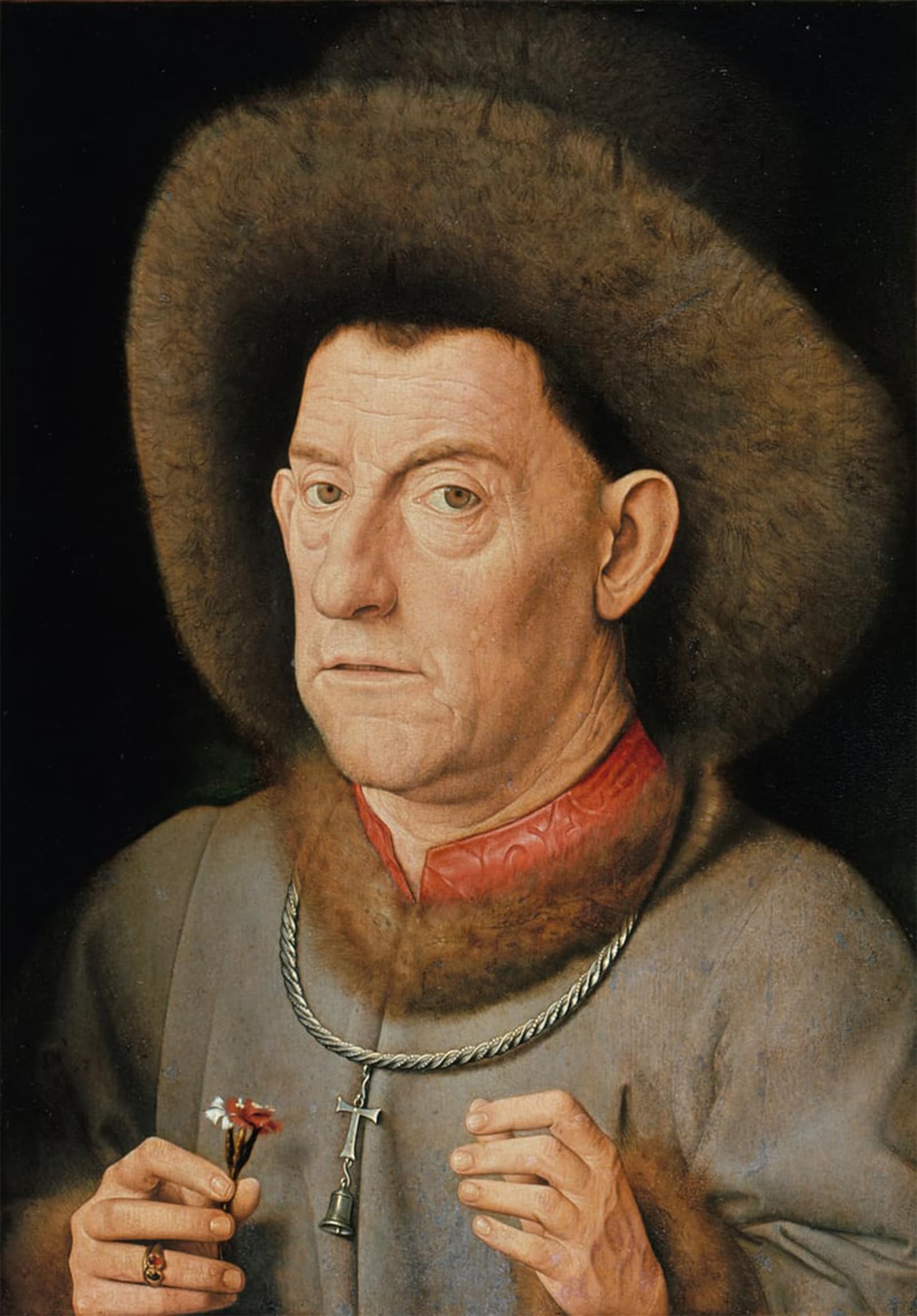 POSTERIIk Vintage Print Pop Art Landscape Artwork Portrait of a Man with Carnation and the Order of Saint Anthony by Jan Van Eyck Art Prints for Office Home Decor 60x90cm