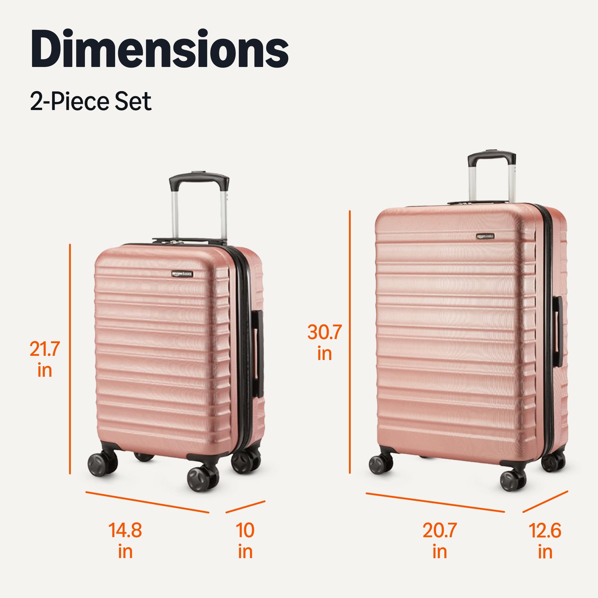 Amazon Basics 2-Piece Hardshell Suitcases Set (21", 30"), Expandable Travel Luggage with Scratch-Resistant Surface, Four Multi-directional Wheels view 6