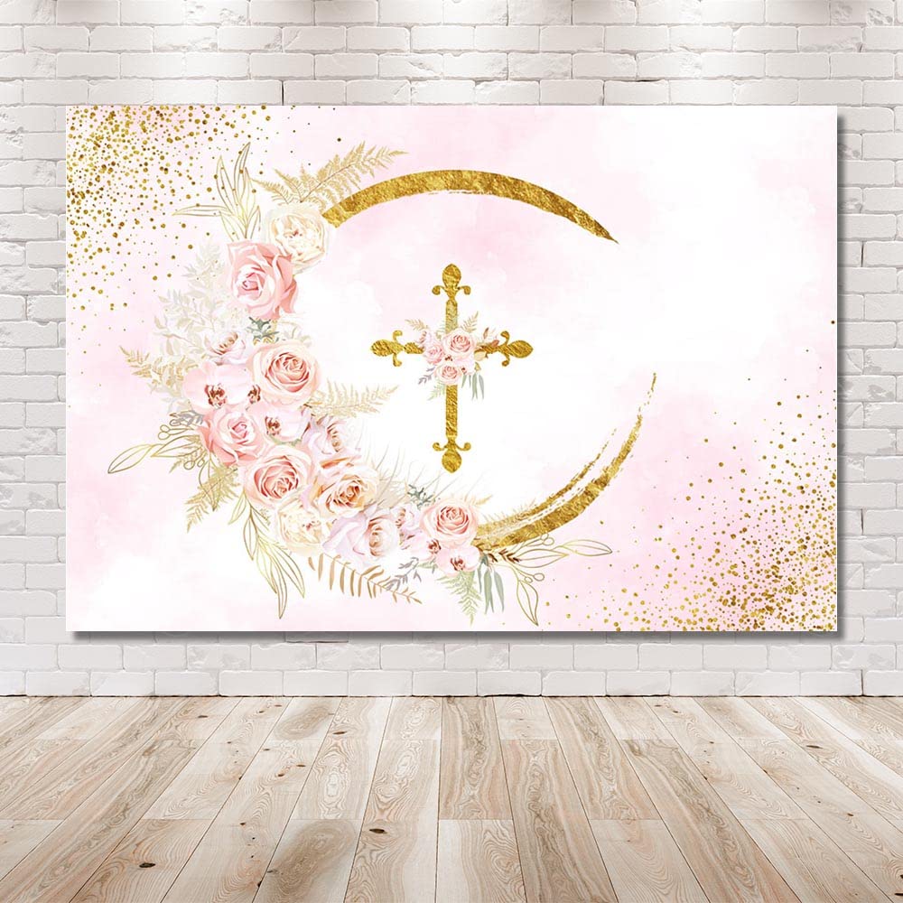 Fondale In Tessuto Per Prima Comunione 'Mi Primera Comunión' – Sfondo Fotografico 210x150 Cm, Con Calice E Colombe, Per Decorazioni Feste