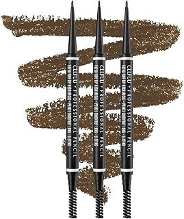 3 Pcs Eyebrow Pencils for Women,Micro Brow Pencil,Professional Makeup Precise Brow Pen,Waterproof Thin Eyebrow Pencil-02 Ash Brown
