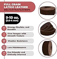Vista 2 de ELW 9-10 oz (0.142-0.157 in) Latigo - Correas y tiras de cuero para cinturón, tamaño: 0.5 x 84 pulgadas (0.5 x 83.9 in) marrón cuero de vaca
