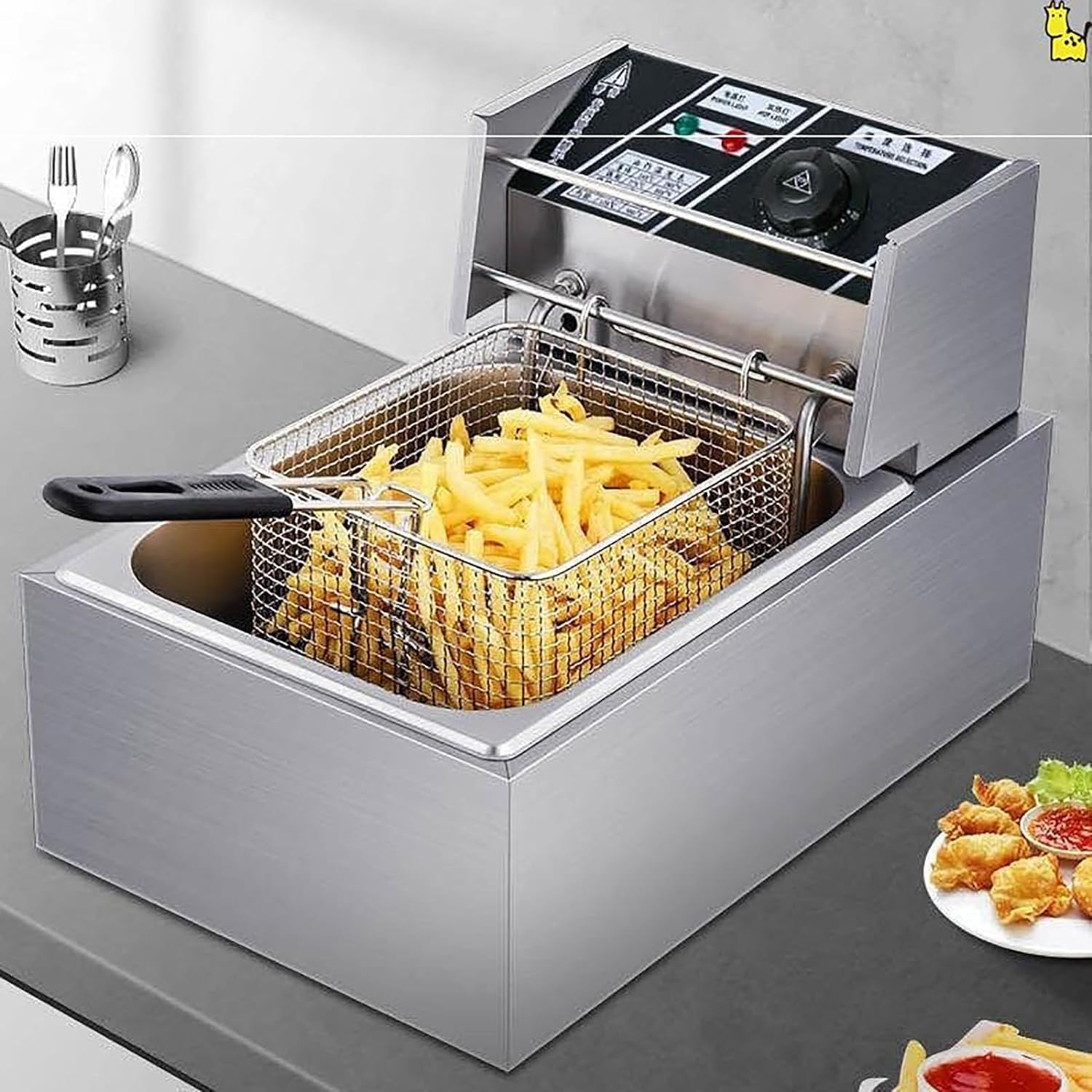 Friggitrice commerciale, friggitrice elettrica da banco per uso commerciale e domestico, friggitrice elettrica con cestello e coperchio per cucina domestica e ristorante Capacità 10L/10,5QT Friggitr