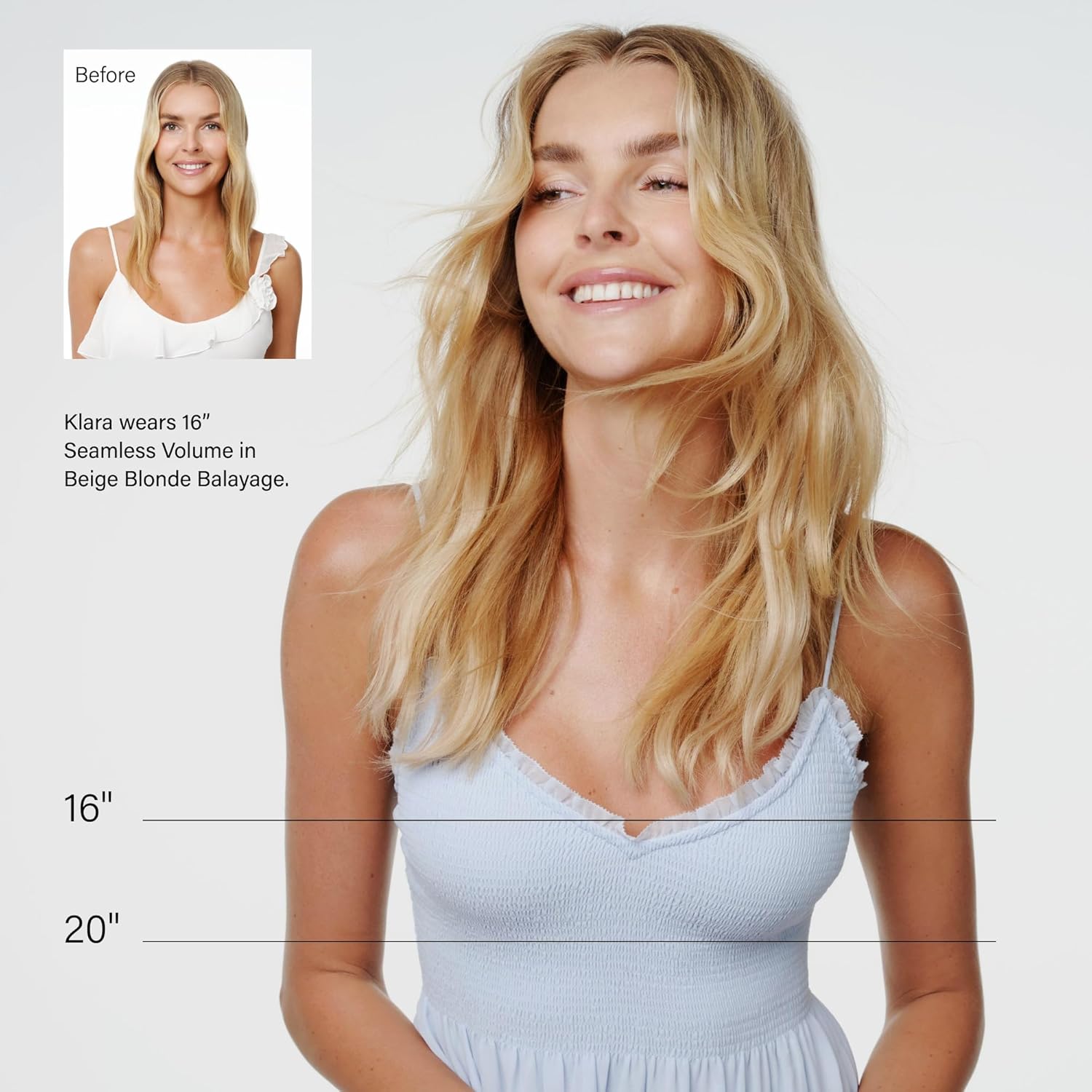 Luxy Hair Seamless Clip-in Hair Extensions, Natural Volume Boost, 5-Piece Starter Kit, 20", 110 grams, Remy Human Hair, Dimensional Natural Blonde