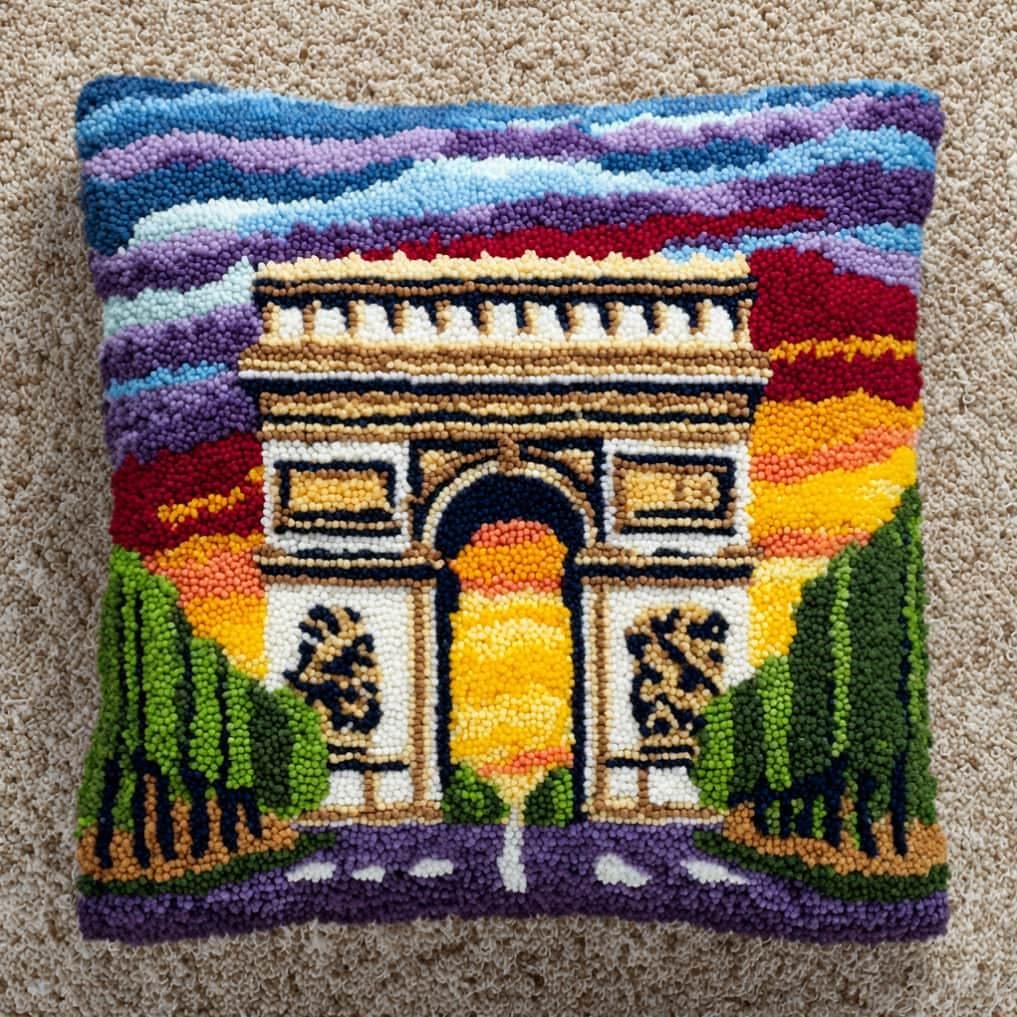 kitphoenix DIY Latch Hook Kit Arc De Triomphe Architecture 43Cmx43Cm