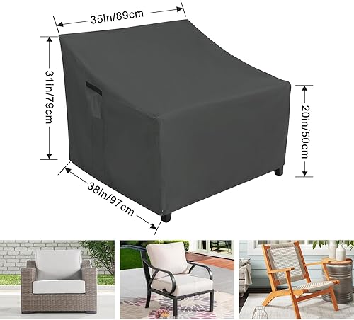 Miniatura 2 de ABCCANOPY Funda de asiento apilable para muebles, funda impermeable para silla al aire libre, resistente al viento y al polvo, resistente al