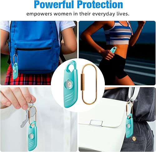 Miniatura 8 de Alarma personal de seguridad azul, paquete de 2 unidades, alarma personal de sonido seguro para viajes, sirena extra fuerte de 140 db, luz