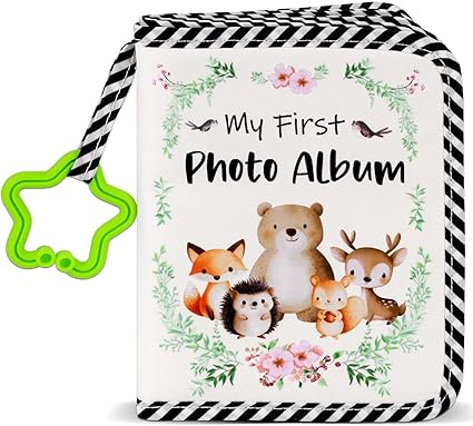 Baby's My First Family Album Soft Photo Cloth Book Woodland Animal My First Book of Photos Baby Memory Album Gift Holds 4x6 Pictures for Babies Newborn Toddler & Kids Baby Shower