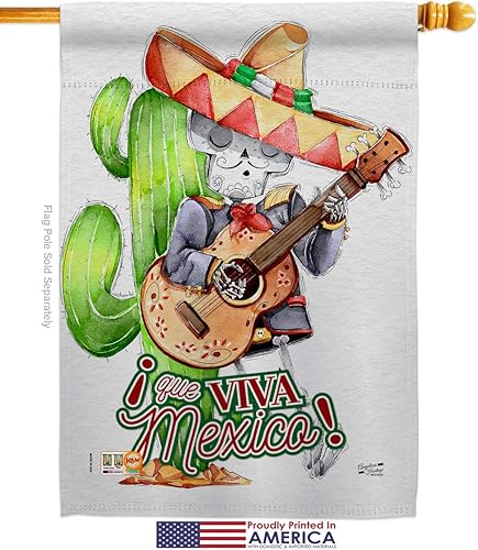 Miniatura 2 de Que Viva Mexico House Flags Pack Summertime Cinco de Mayo Party Cactus Pinata Sombrero Mexican Fiesta Outdoor USA Applique Small Decorative Gift