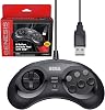 Retro-Bit Official Sega Genesis USB Controller 8-Button Arcade Pad for Sega Genesis Mini, Nintendo Switch, PC, Mac, Steam, RetroPie, Raspberry Pi - USB Port - Black