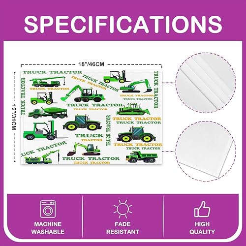 Miniatura 4 de Manteles individuales de camión de basura para mesa de comedor, manteles individuales de dibujos animados para mesa de automóvil, equipos, camiones,