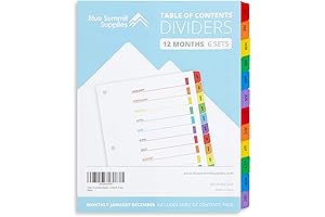 Blue Summit Supplies 12 Month Tab Dividers for Binders: Organize Documents by...