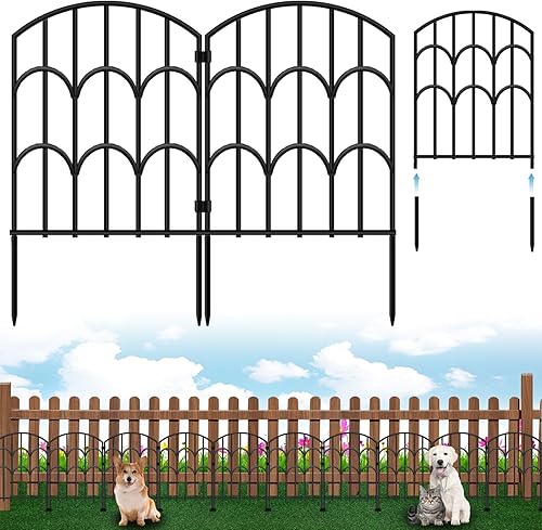 Valla de barrera de animales, paquete de 10 unidades, valla decorativa de jardín de 23.4 pulgadas de alto x 10.8 pies de largo, metal inoxidable sin disponible en Yaxa Peru