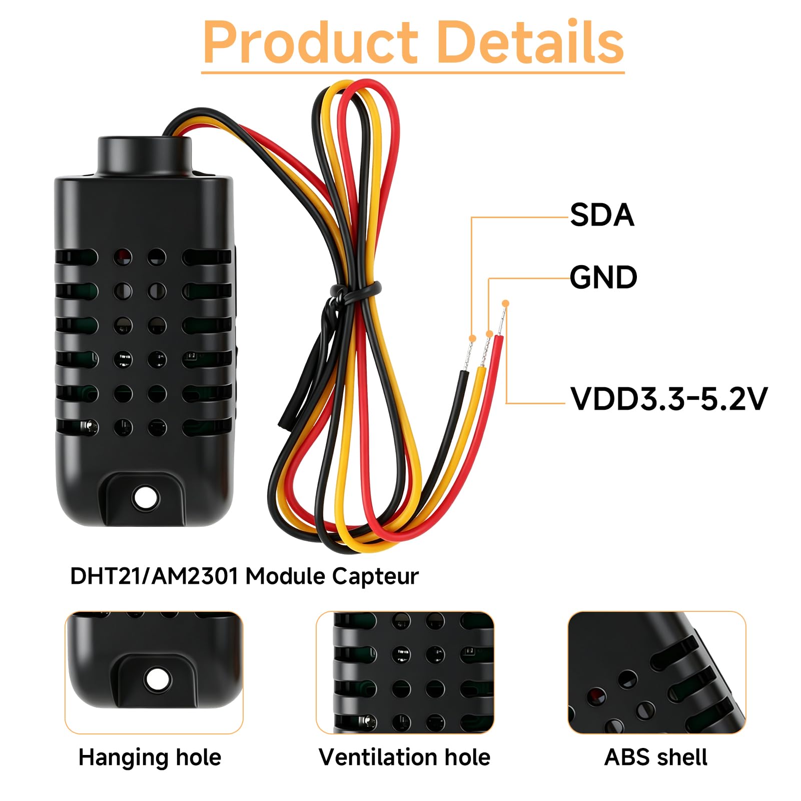 3 Stück DHT21 Sensor, AM2301 Sensor 3,3V, Digitaler Temperatur Luftfeuchtigkeitssensor Kompatibel mit Raspberry Pi Kapazitiver Modul für Mikrocontroller DIY Feuchtigkeit Temperatur Messung Prüfgeräte