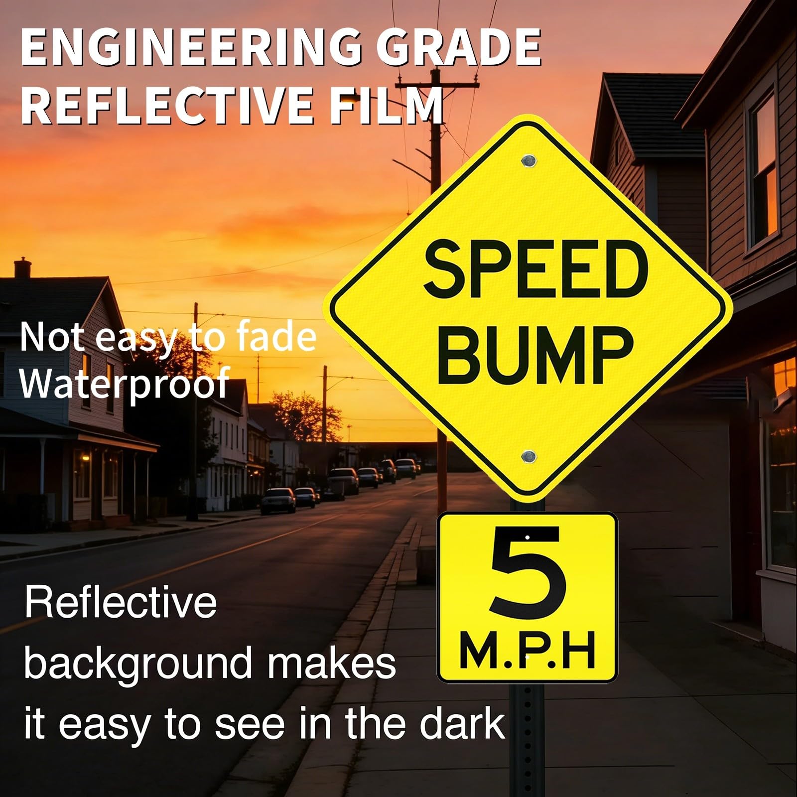Znak ostrzegawczy, znak bezpieczeństwa do kontroli ruchu drogowego, materiał aluminiowy, opcje 61 cm lub 76 cm, wstępnie dziurkowany dla łatwej instalacji