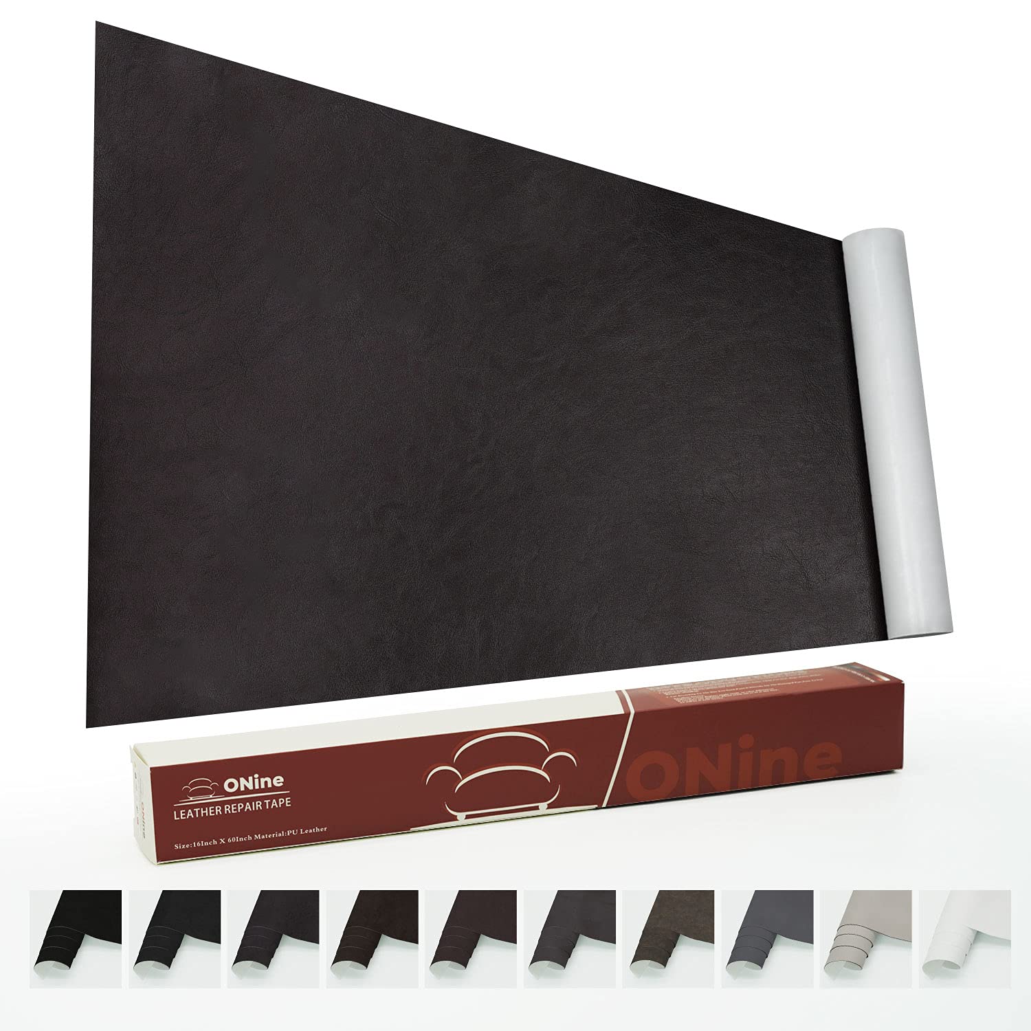 ONine Leather Repair Tape, Leather Repair Patch, 16 x 60 Inch Self-Adhesive Couch Patch, Waterproof, Wear-Resisting, for Furniture, Drivers Seat, Sofas, Car Seats (Dark Brown No.5)