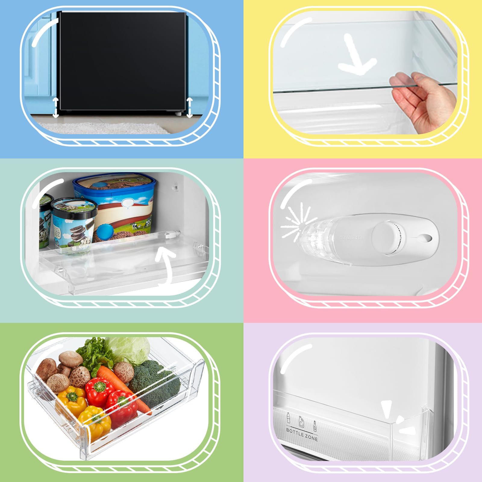 COMFEE' RCB169DK2(E) 174L Frigorifero Combinato, Altezza 150 cm, Tecnologia Low Frost, Silenzioso 39 dB, Illuminazione LED, 115L Frigo + 59L Congelatore, Libera Installazione, Nero