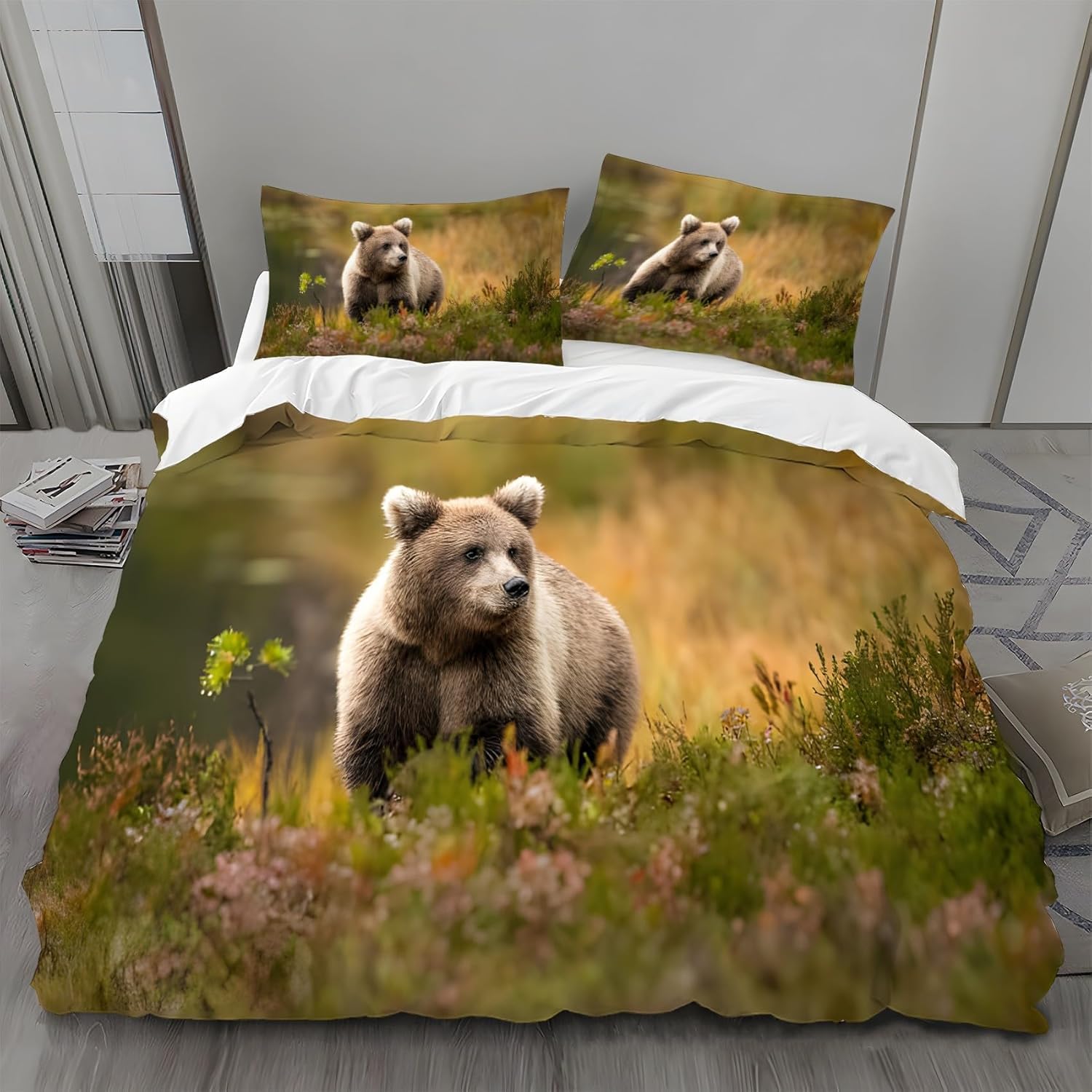 Animaux de la forêt parure de lit 240x260 cm ours pour l'hiver