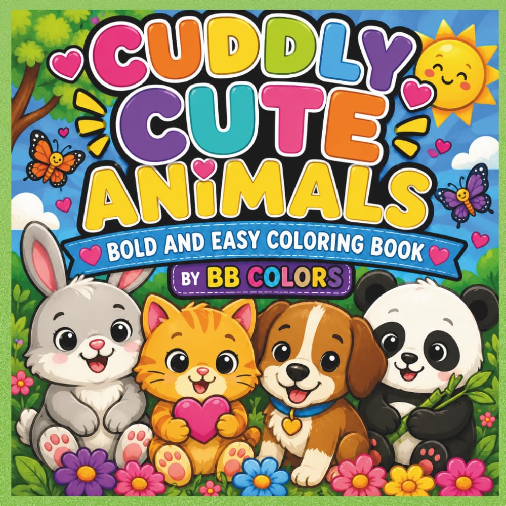 CUDDLY CUTE ANIMALS: BOLD AND EASY COLORING BOOK