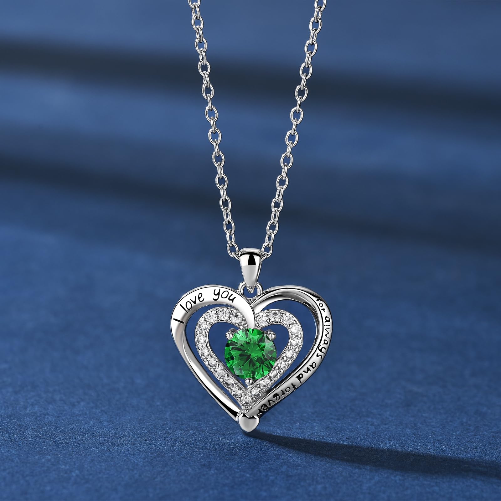 Naszyjnik z sercem "I Love You Forever" dla kobiet, platynowana cyrkonia wisiorek z miłosnym przesłaniem, romantyczny prezent dla żony, dziewczyny, mamy, regulowany łańcuszek 45-50 cm