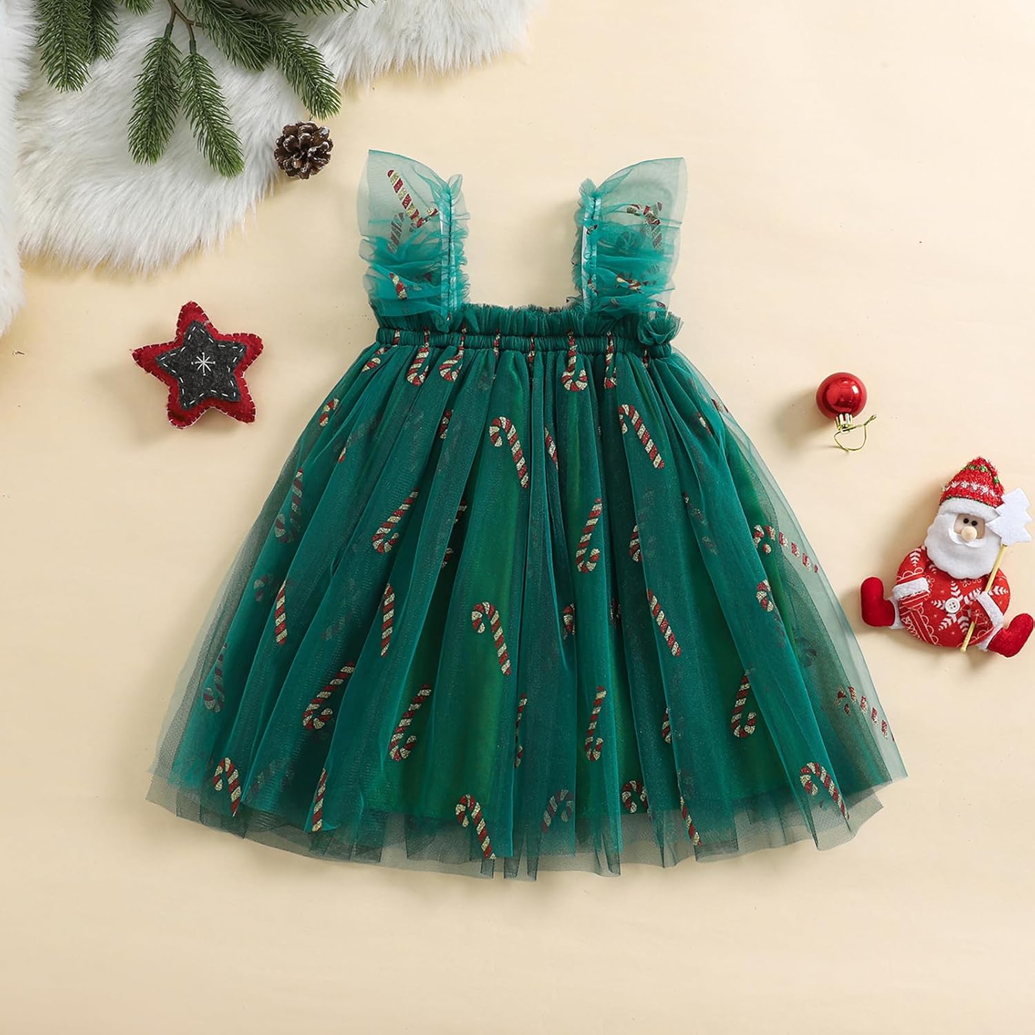 Toddler Christmas Tutu Dress Baby Girl Sleeveless Layered Tulle Dress Little Girl Princess Dresses Christmas Outfit - Image 4