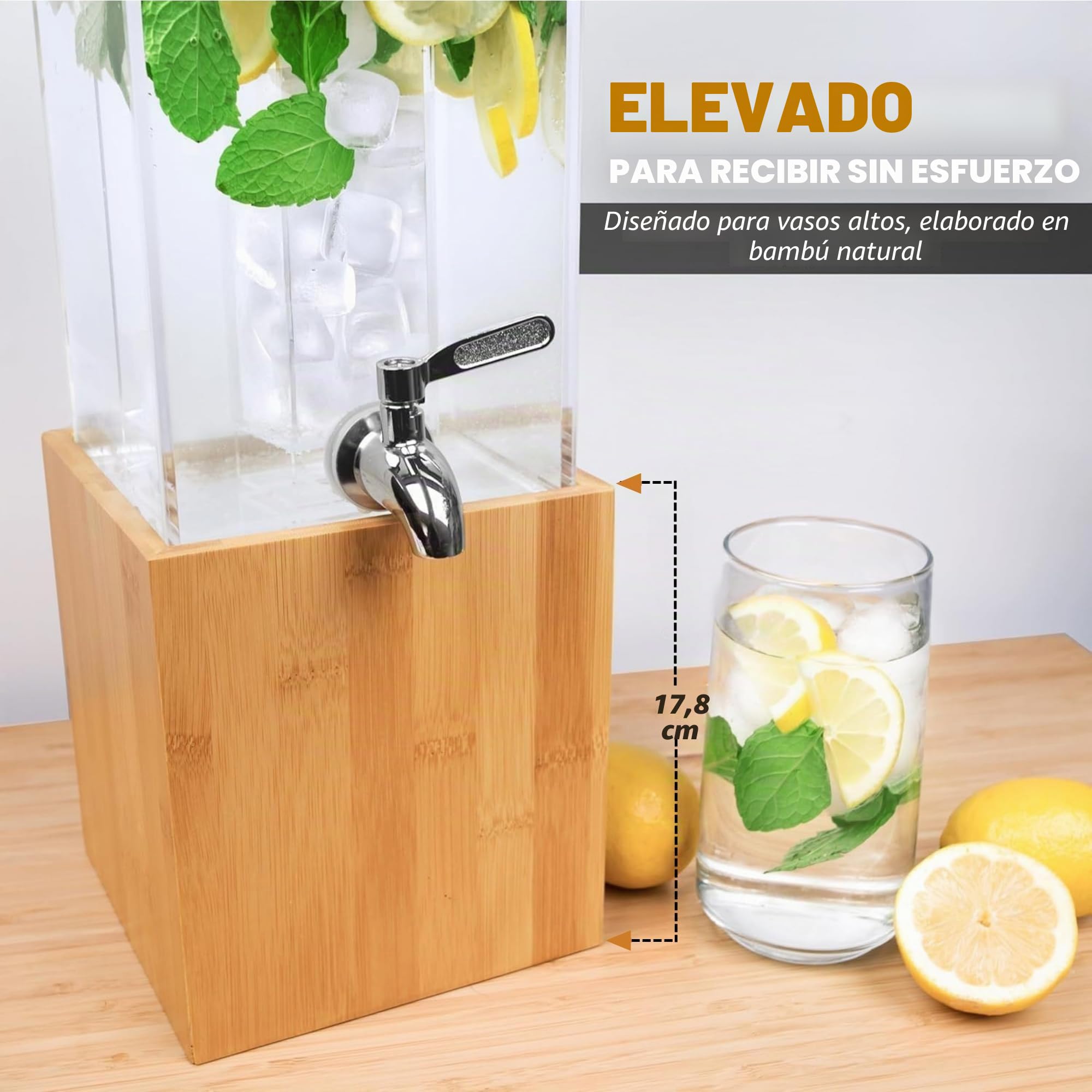Dispensador de bebidas acrílicas, dispensador de bebidas de 1.25 galones con soporte y núcleo de hielo, servidor de bebidas frías para fiestas y eventos