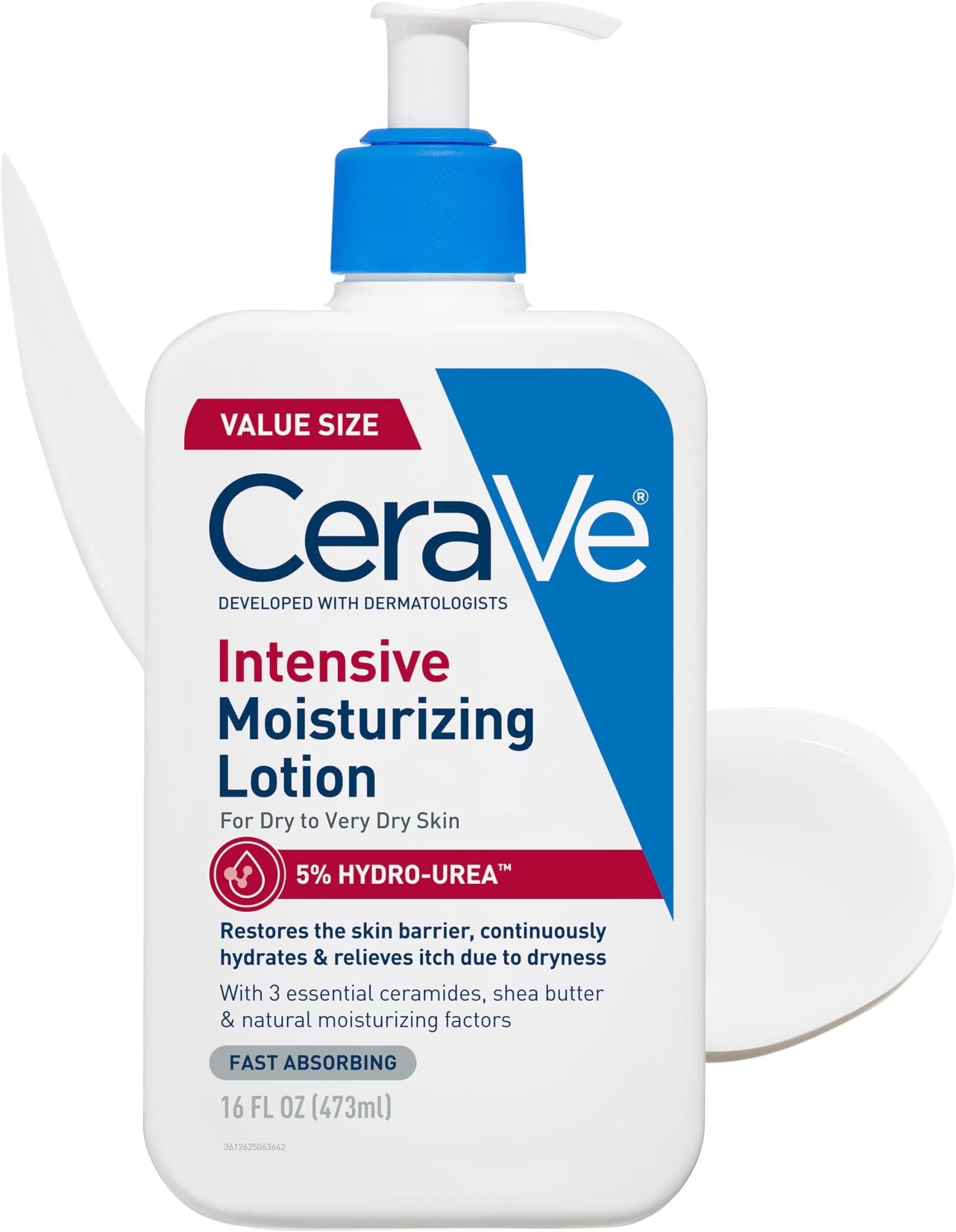 CeraVe Intensive Moisturizing Lotion, Hydro-Urea + Shea Butter, Body Lotion For Dry Skin, Relieves Signs Of Extra Dry Skin, Non Greasy Hydrating Cream For Rough, Tight, Red & Itchy Skin, 16oz