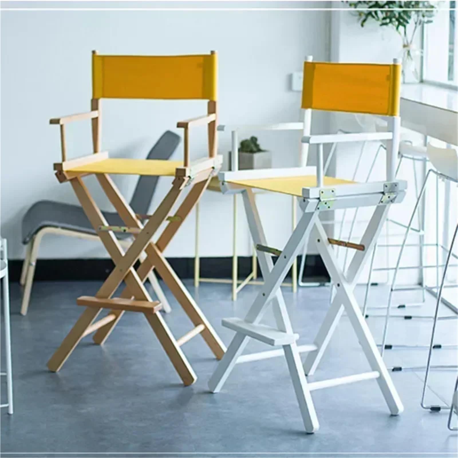Silla de Director Plegable Silla De Director Versátil Madera Maciza, Taburete Alto Plegable Lona, Oficina Multiusos, Maquillaje, Asiento Portátil Y Cómodo(Color03)