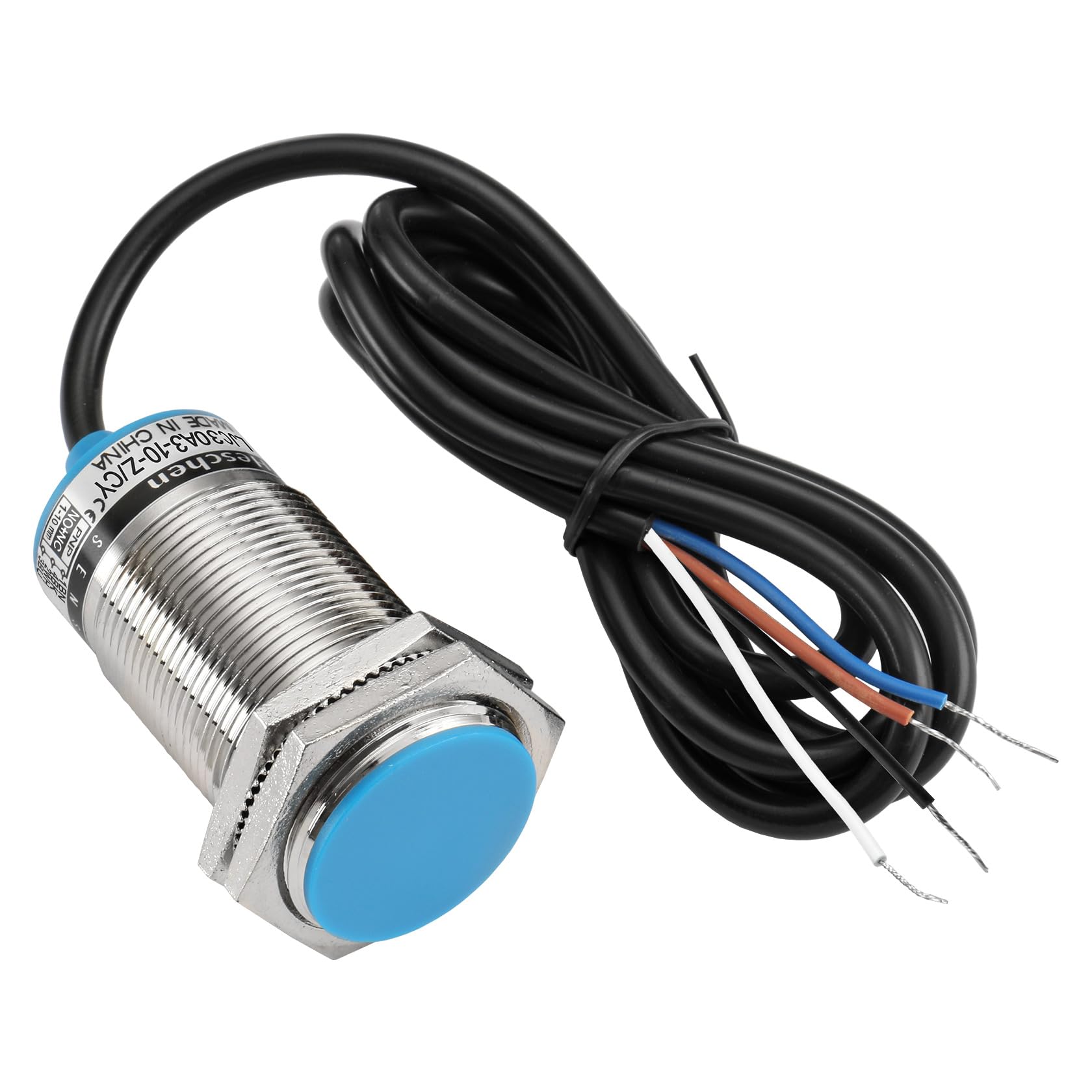 Heschen M30 pojemnościowy przełącznik czujnika zbliżeniowego, typ tarczy, LJC30A3-10-Z/CY, detekcja 1-10 mm, 10-30 VDC 200 mA, PNP NO+NC, 4 przewody