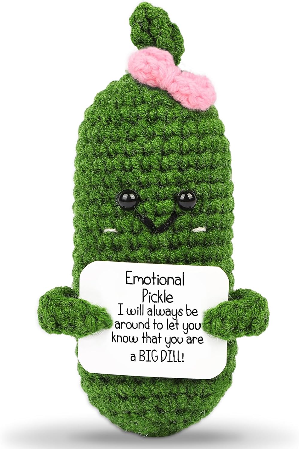 Hoedia Emotional Pickle Small Galentines Valentine’s Day Gifts for Women Men Her Him, Crochet Cucumber Cute Funny Support Crafts College Office Friend Birthday Mothers Day Easter Basket Decorations