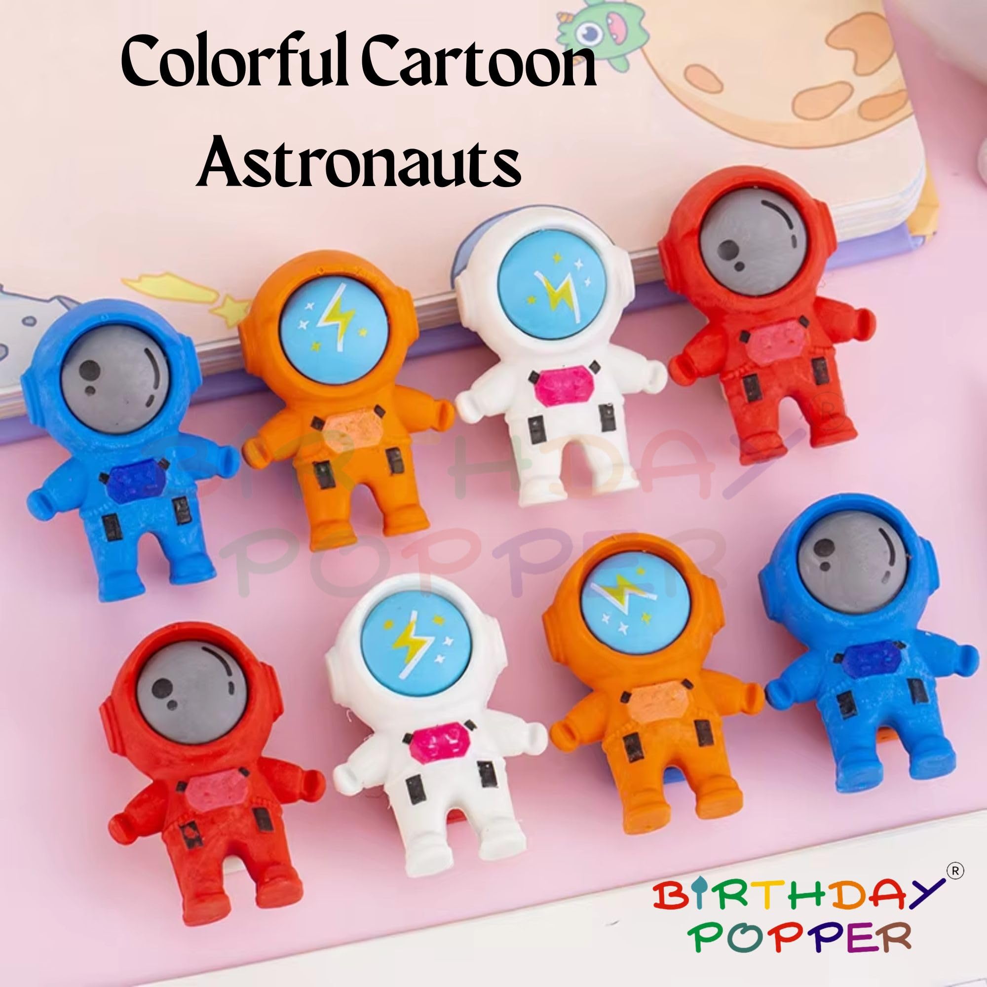 Birthday Popper 36 Pcs 3D Astronaut Shaped Erasers as Birthday Return Gifts for Kids | Outer Space Take Apart Puzzle Erasers, Spaceman Pencil Erasers Classroom Rewards & School Supplies - Image 4 thumbnail