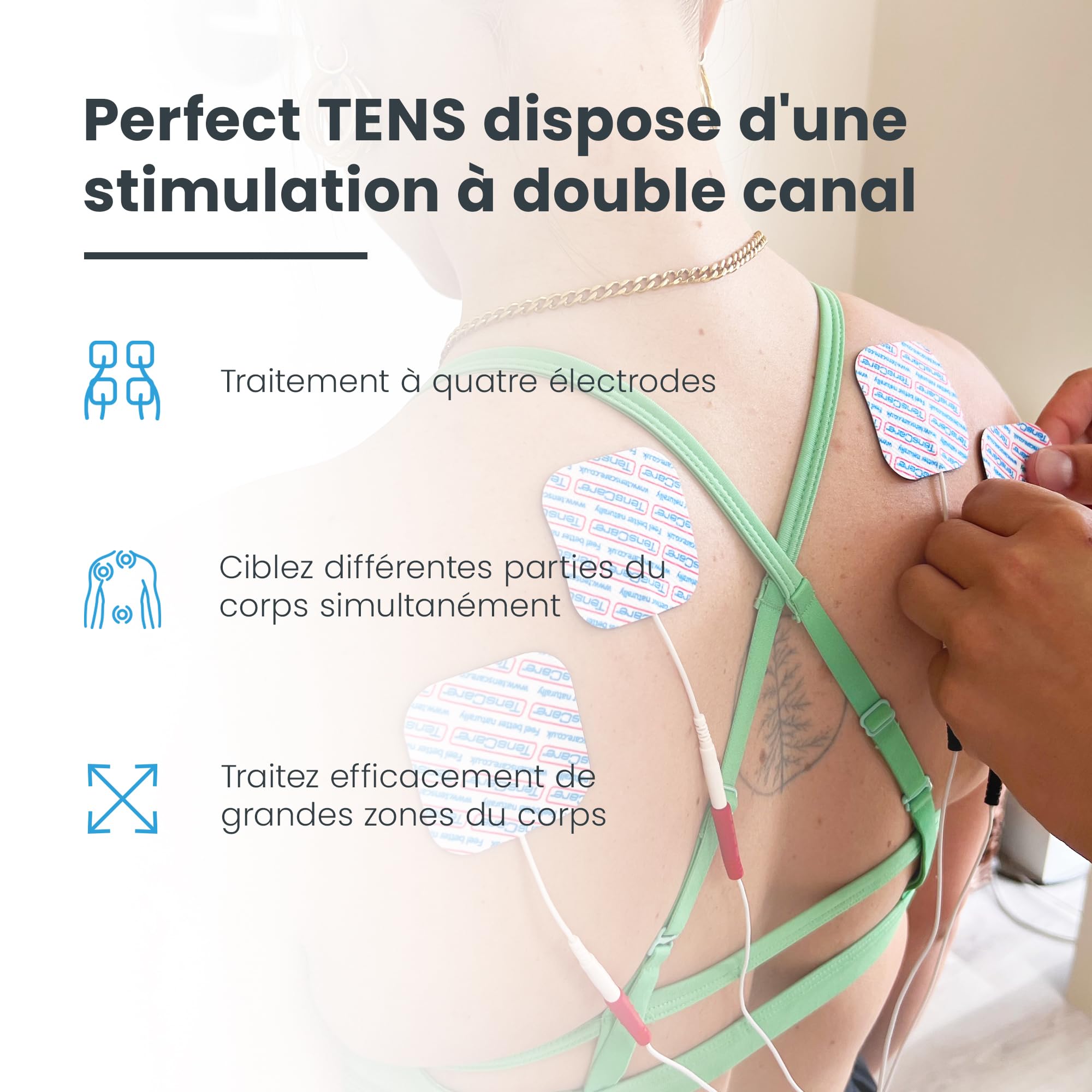 Tenscare Perfect TENS + Guante - Dispositivo de alivio del dolor + Guantes conductores (perfecto para artritis y artrosis) Talla L | Guante conductor reutilizable talla L, compatible con dispositivos TENS y EMS para mano y muñeca