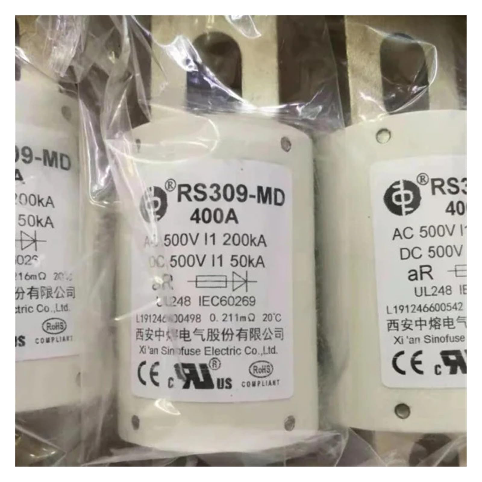 Fusibles RS309-MD-400A de protección rápida para componentes eléctricos industriales