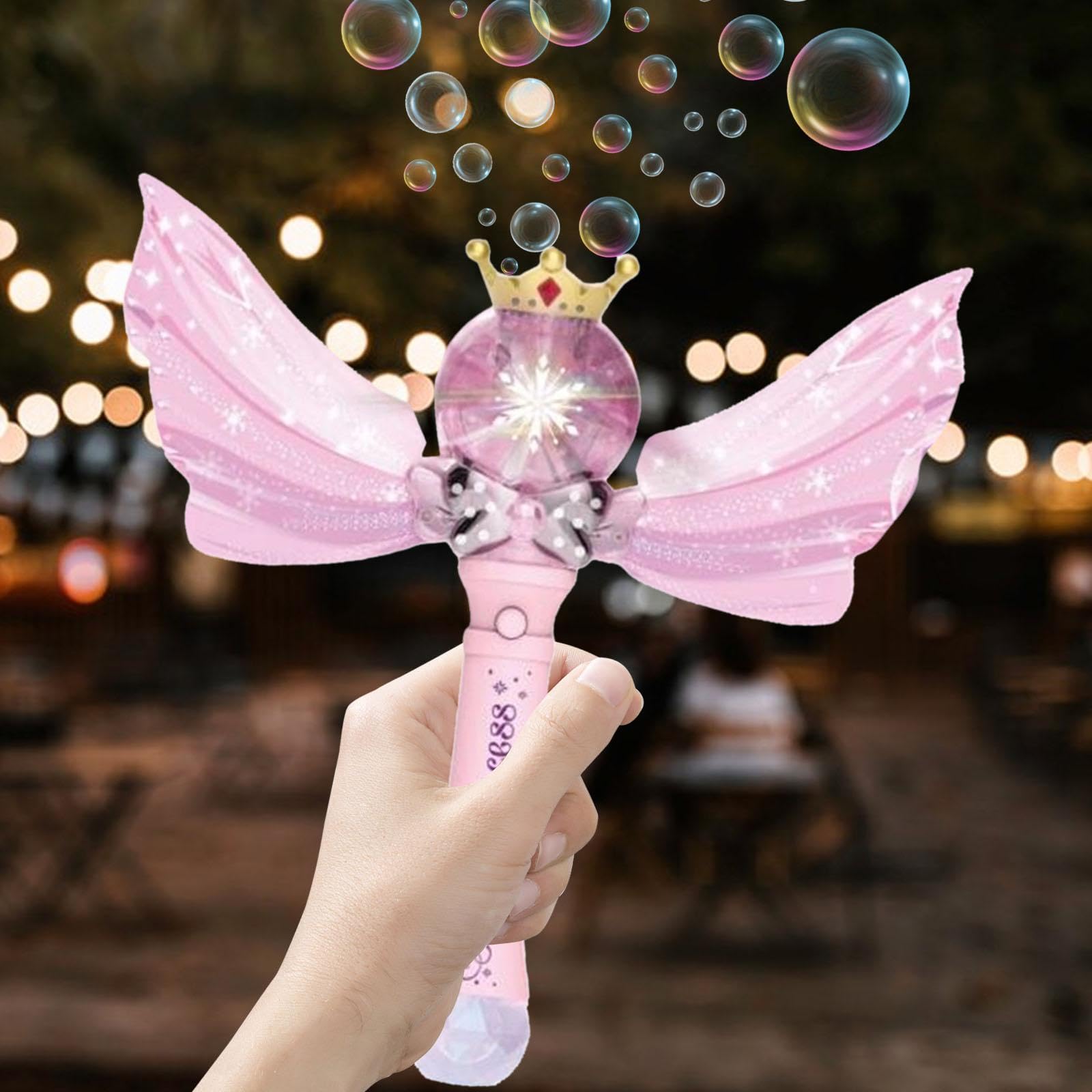 Amagogo Burbuja Máquina Sopladora Automática Varita Eléctrica Juguete Material PP Función Creativa Adecuado para Fiestas Temáticas Juegos Escolares, Rosa, 8801