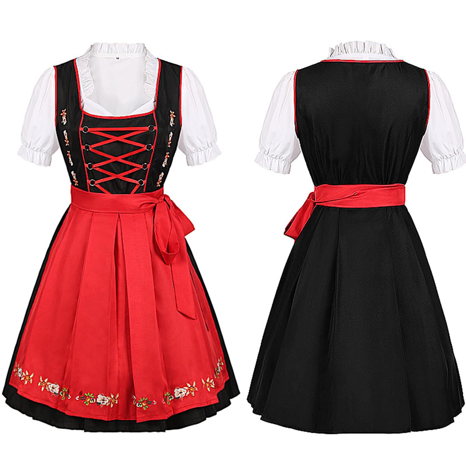 Dirndl Rot Damen Midi Dirndlschürze Dirndlbluse Dirndl Kleid Trachtenmode Trachtenkleid Trachten Trachtenrock Damen Mit 3 Teilig Oktoberfest Damen Outfit Grosse Grössen Wiesn Outfit