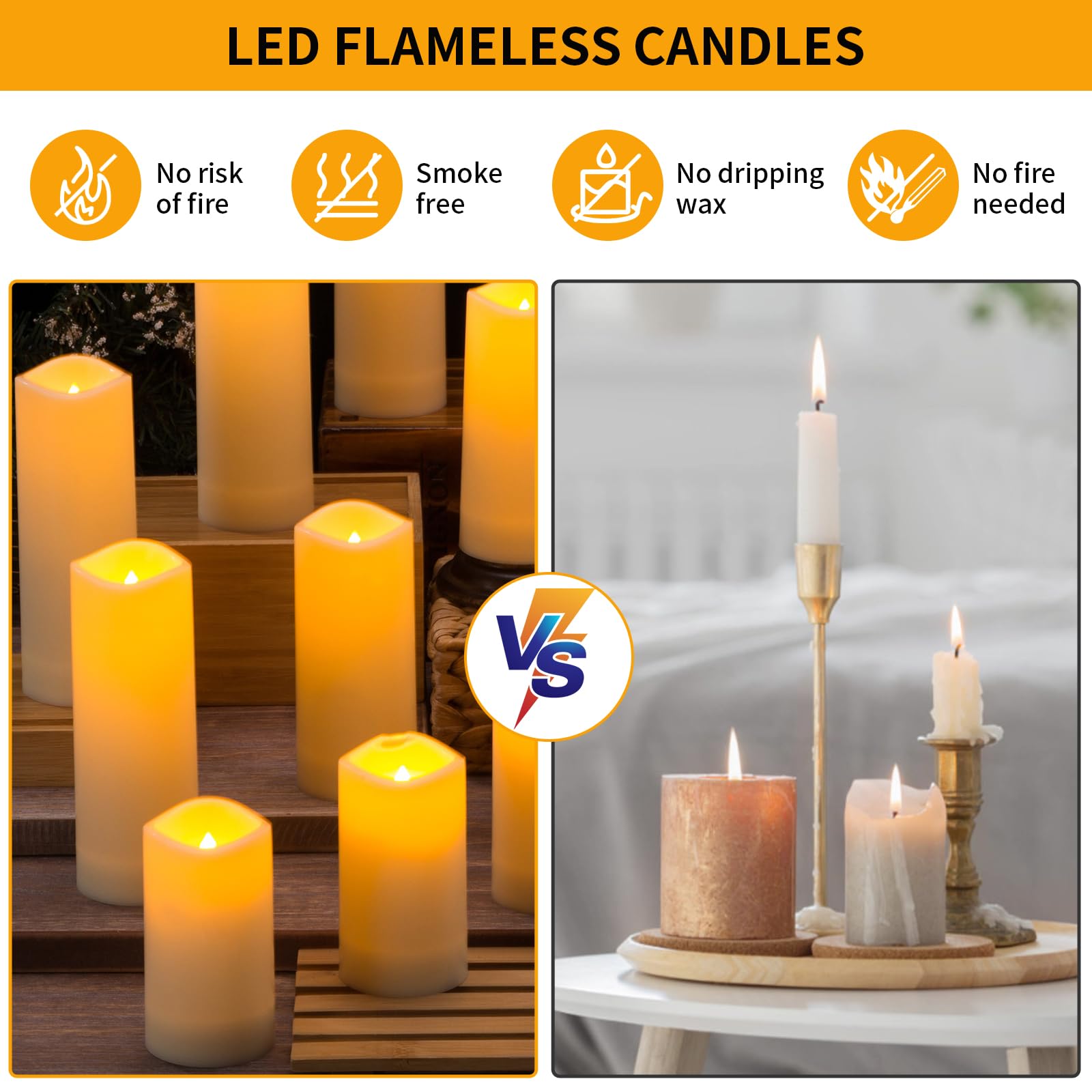 Candele a LED, set di 12 candele senza fiamma, per esterni, impermeabili, senza fiamma, con telecomando a 10 tasti, funzione timer, candele a batteria, candele a LED