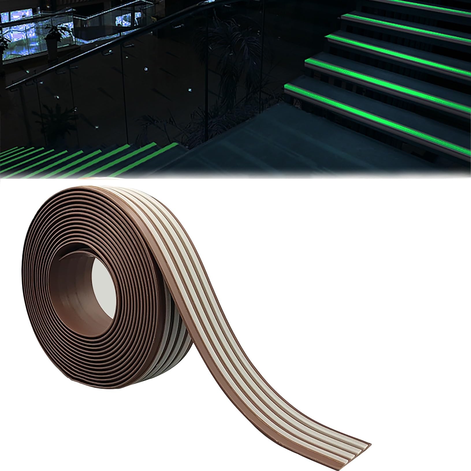 Cxvhsertwr Brown 10Cm Stair Carpet Treads, Nosing Stair Edging Self-Adhesive Staircases Step Edge Trim Tair(,L 6M)