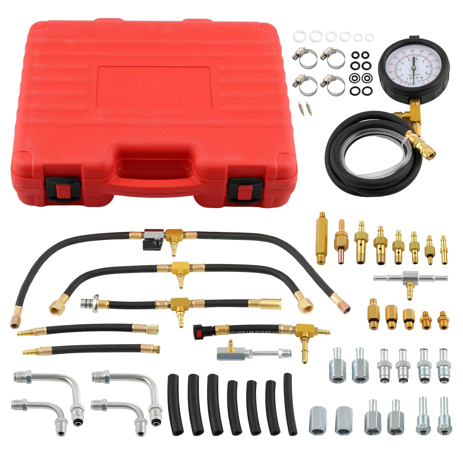maXpeedingrods Comprobador de presión de gasolina, medidor de presión, cuchillo, presión de combustible, juego de herramientas 0-10 bar